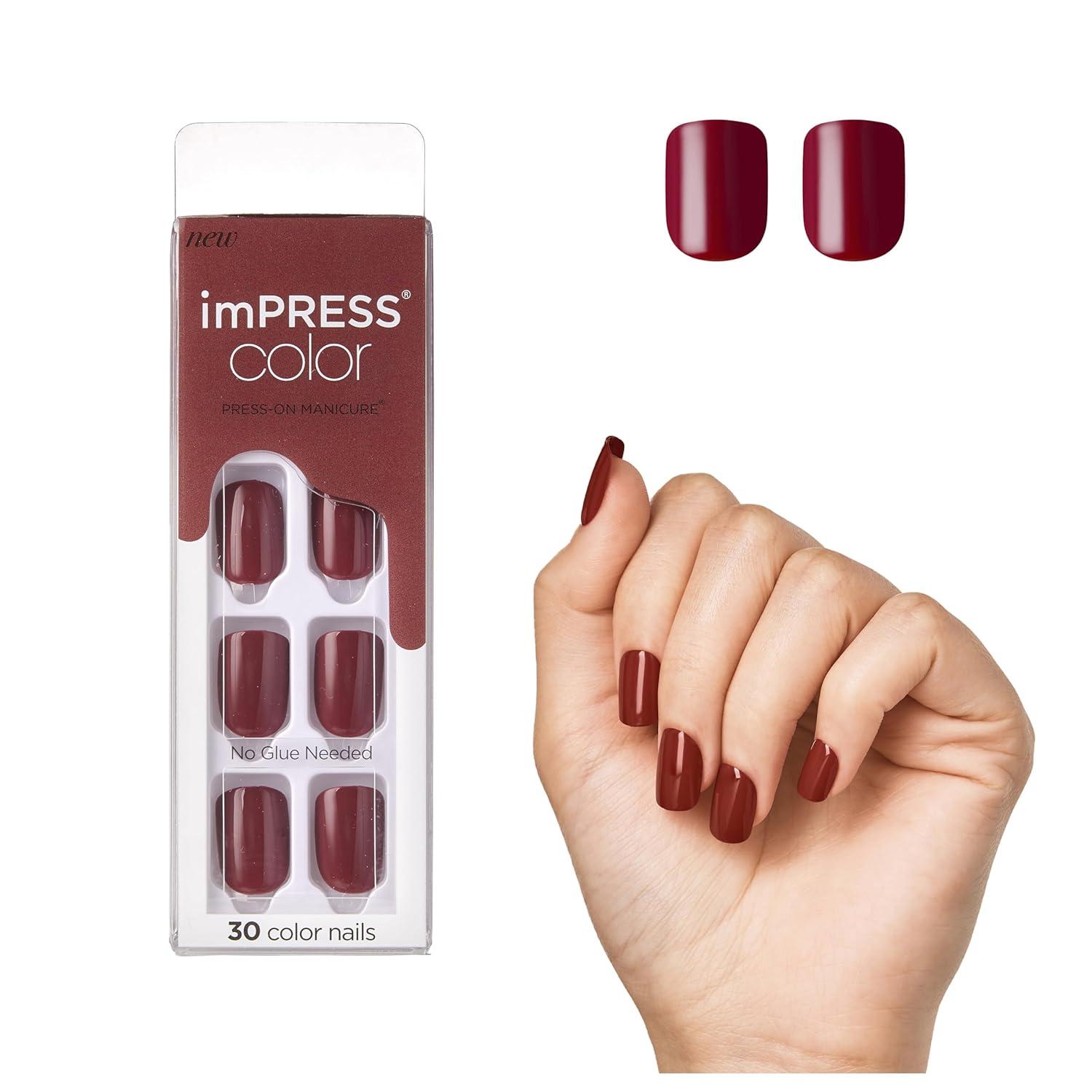 imageKISS imPRESS Color PressOn Manicure Gel Nail Kit PureFit Technology Short Length Taupe Prize PolishFree Solid Color Mani Includes Prep Pad Mini File Cuticle Stick and 30 Fake Nails33 Piece Set