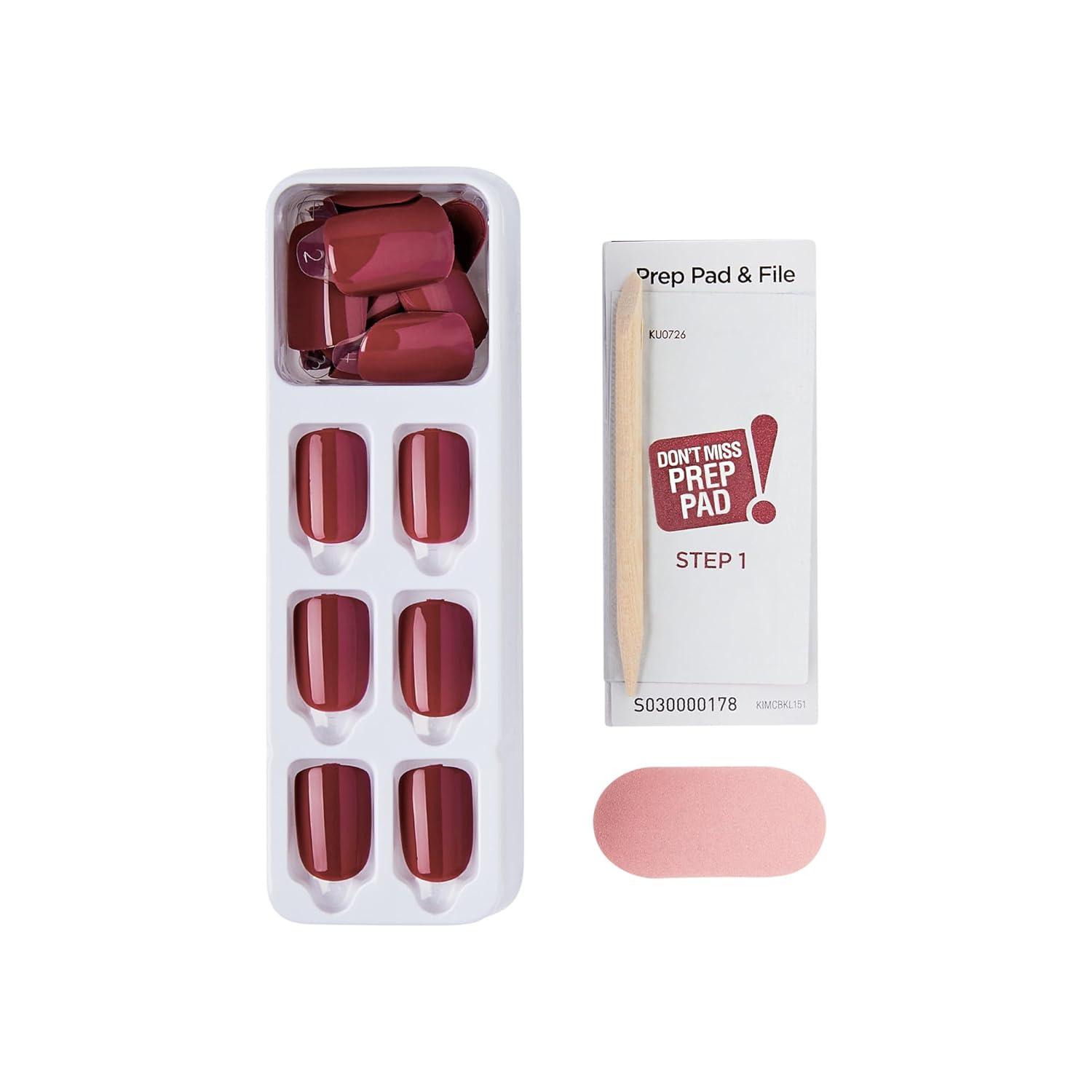 imageKISS imPRESS Color PressOn Manicure Gel Nail Kit PureFit Technology Short Length Taupe Prize PolishFree Solid Color Mani Includes Prep Pad Mini File Cuticle Stick and 30 Fake Nails33 Piece Set