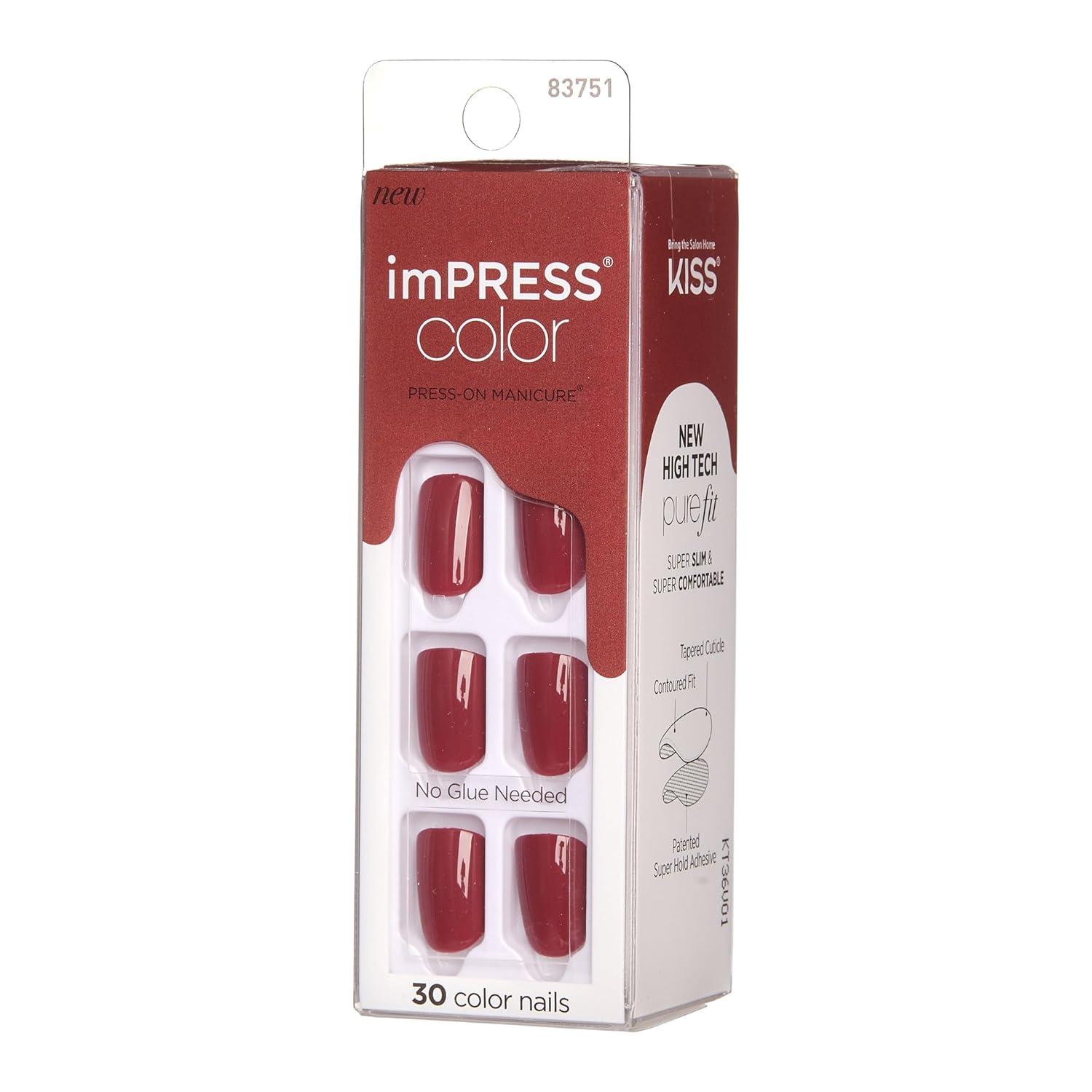 imageKISS imPRESS Color PressOn Manicure Gel Nail Kit PureFit Technology Short Length Taupe Prize PolishFree Solid Color Mani Includes Prep Pad Mini File Cuticle Stick and 30 Fake Nails33 Piece Set
