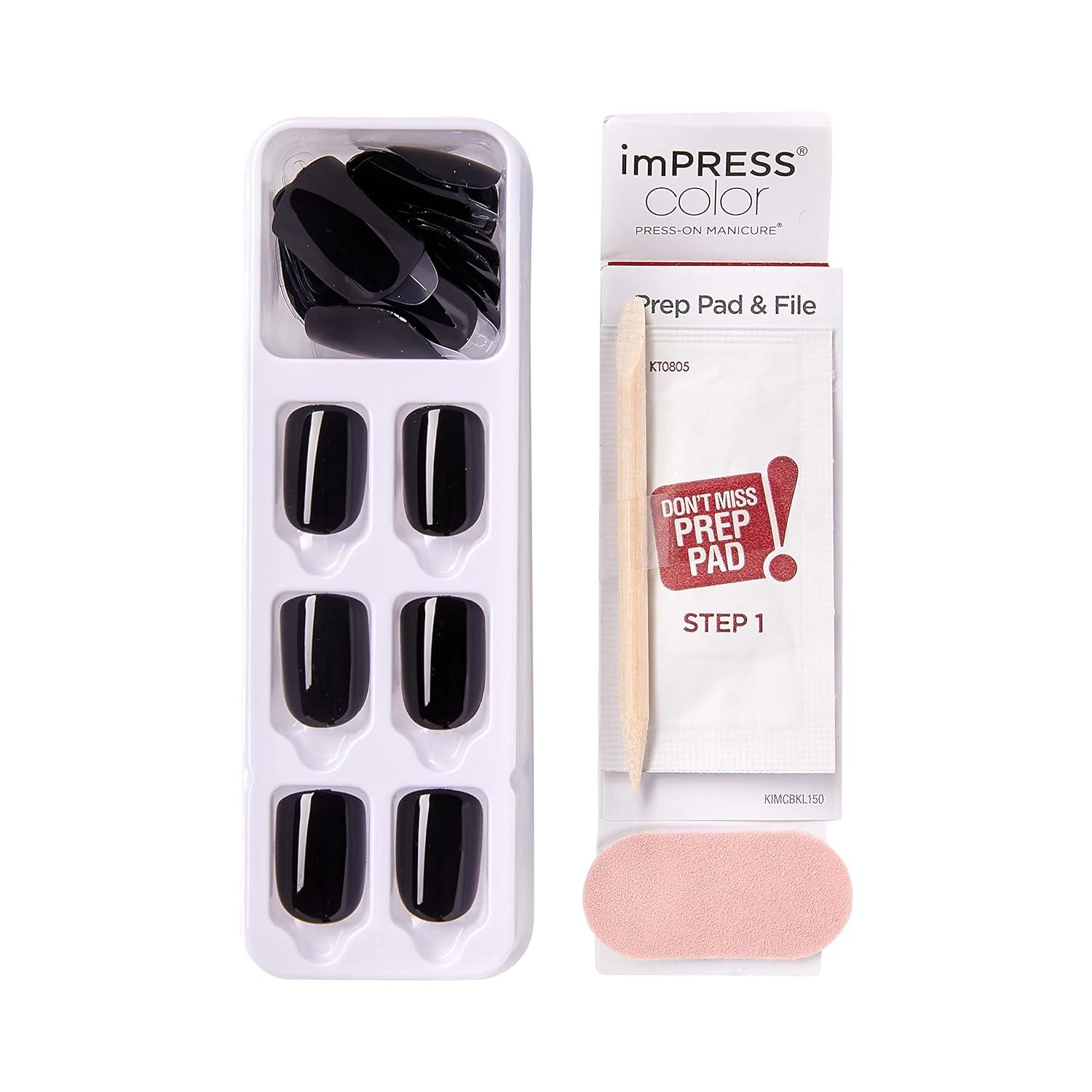 imageKISS imPRESS Color PressOn Manicure Gel Nail Kit PureFit Technology Short Length Taupe Prize PolishFree Solid Color Mani Includes Prep Pad Mini File Cuticle Stick and 30 Fake Nails33 Piece Set