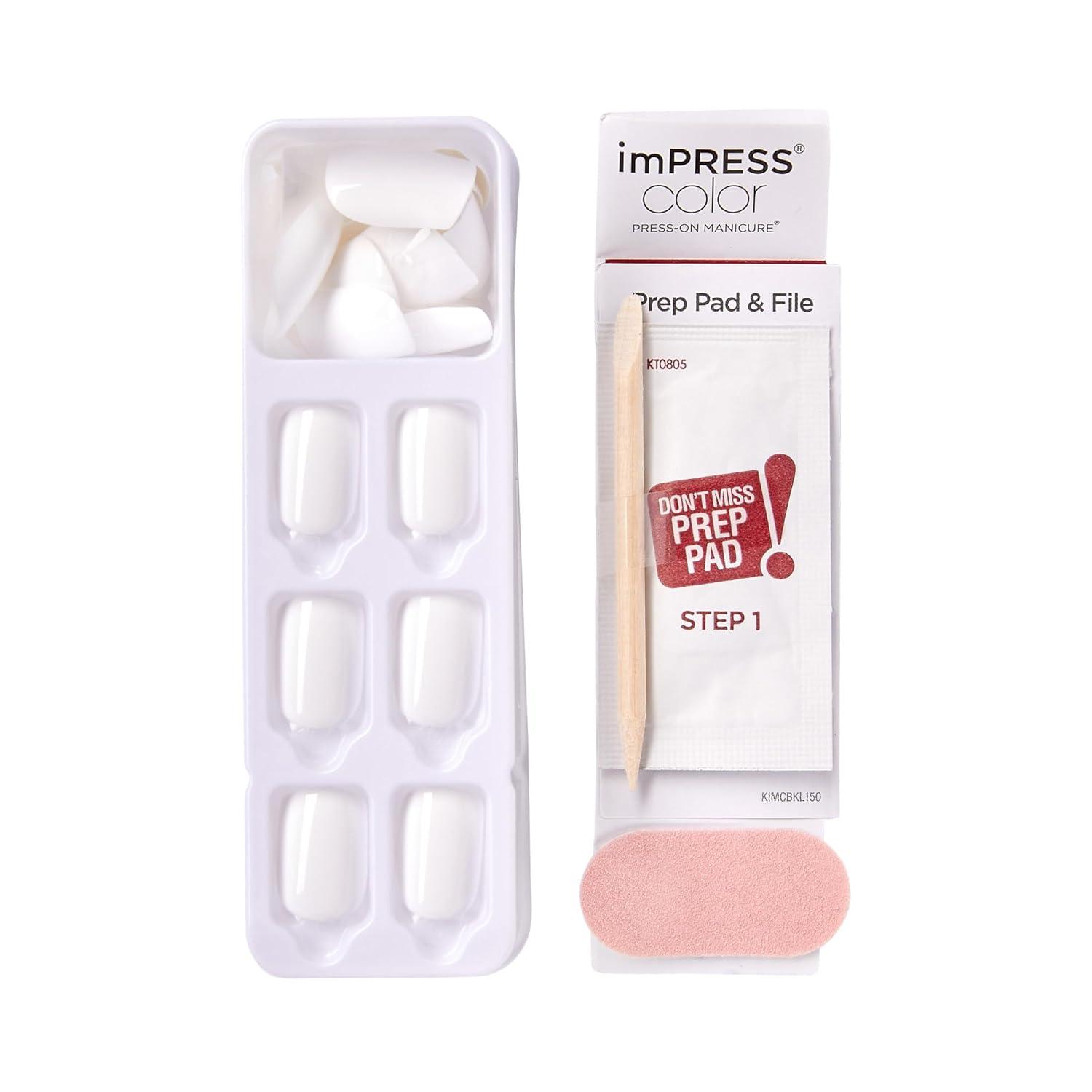 imageKISS imPRESS Color PressOn Manicure Gel Nail Kit PureFit Technology Short Length Taupe Prize PolishFree Solid Color Mani Includes Prep Pad Mini File Cuticle Stick and 30 Fake Nails33 Piece Set