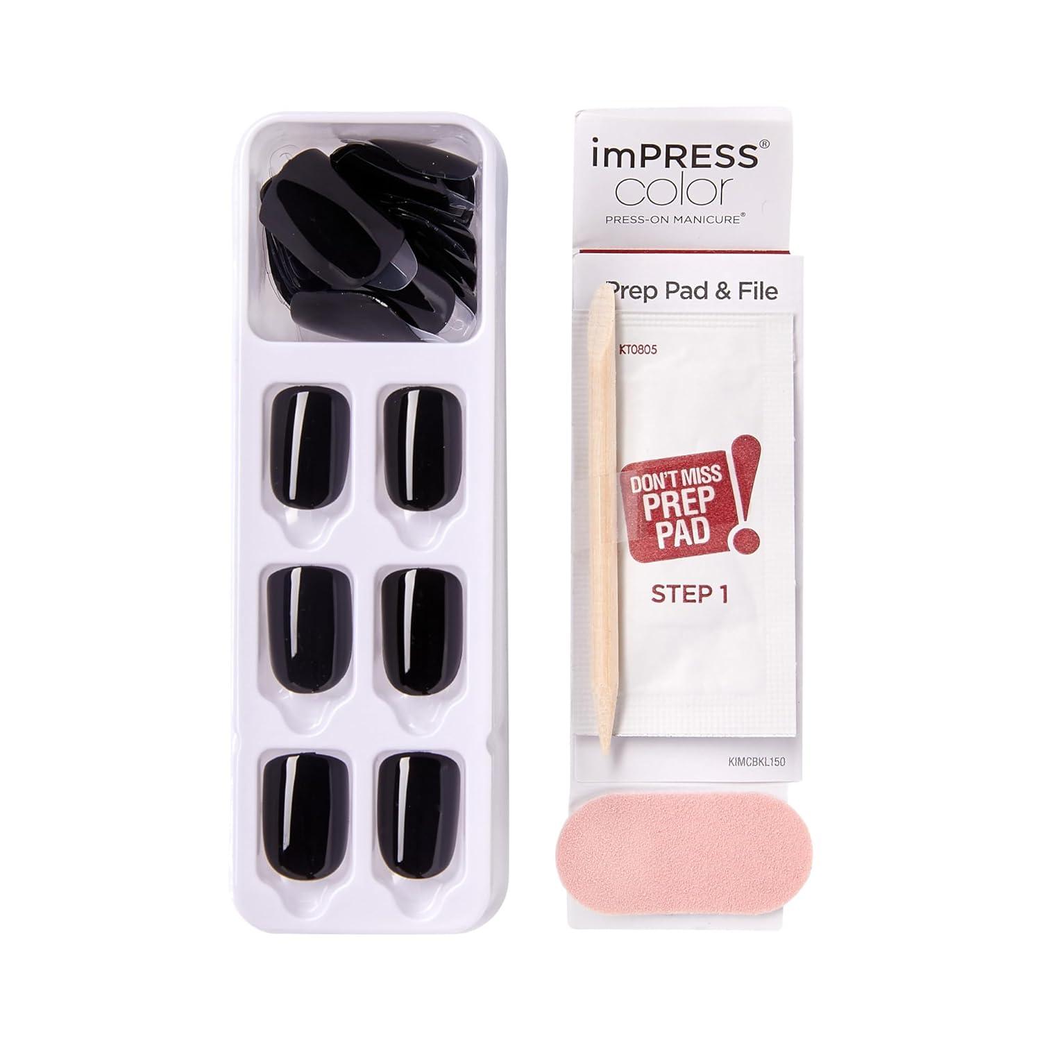 imageKISS imPRESS Color PressOn Manicure Gel Nail Kit PureFit Technology Short Length Taupe Prize PolishFree Solid Color Mani Includes Prep Pad Mini File Cuticle Stick and 30 Fake Nails33 Piece Set