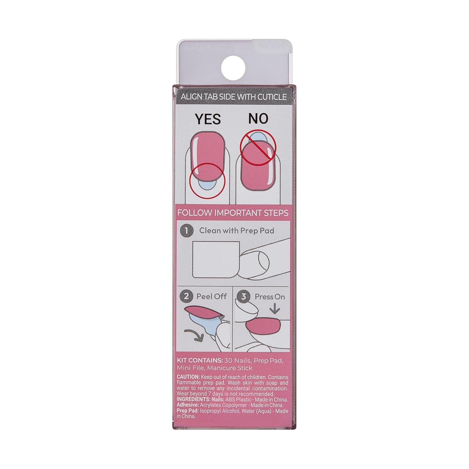 imageKISS imPRESS Color PressOn Nails PolishFree Manicure Set Frosting 30 ChipProof SmudgeProof Fake NailsPetal Pink