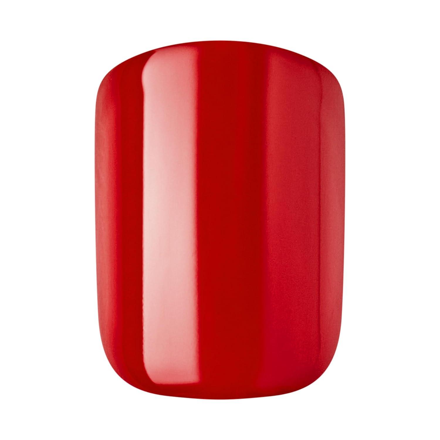 imageKISS imPRESS Design Press On Nails Endlessly Red Short Squoval PureFit Technology Chip Proof Smudge Proof Waterproof Nail File Manicure Stick ampamp 30 Fake Nails