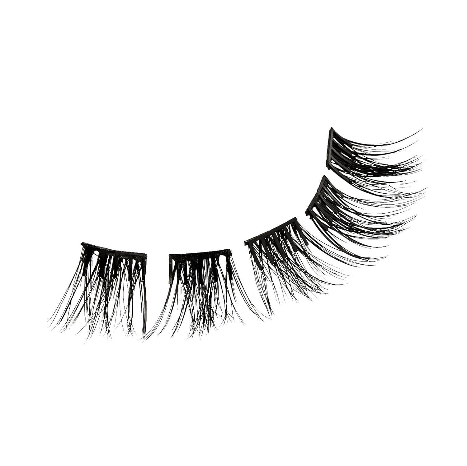 imageKISS imPRESS Falsies Press On Self Adhesive Eyelashes 12mm14mm Glam Volume Press On Lashes Black No Glue Needed Invisible Band 20 Lash Clusters ampamp NonStick Applicator SpikySpiky