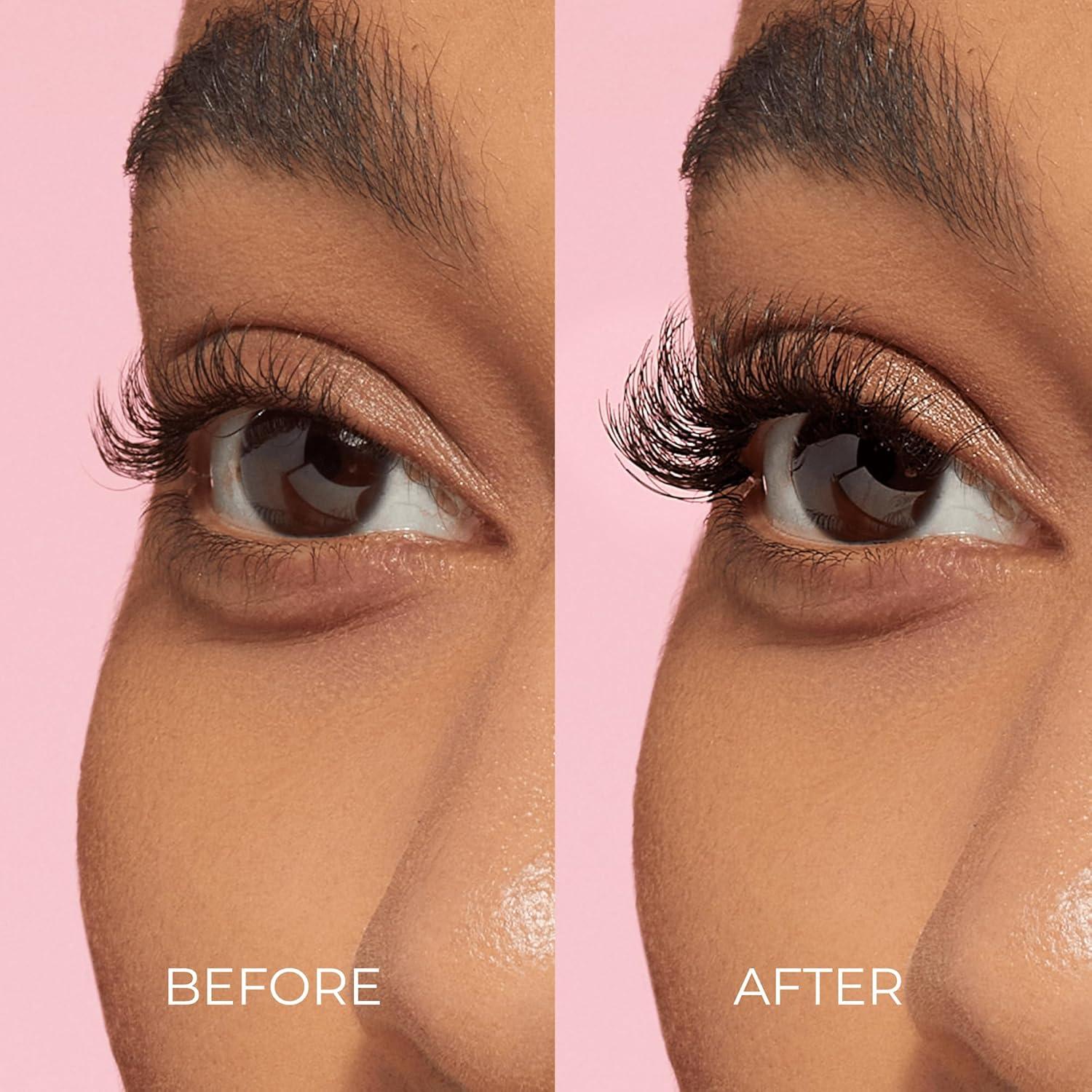imageKISS imPRESS Falsies Press On Self Adhesive Eyelashes 12mm14mm Natural Volume Press On Lashes Black No Glue Needed Invisible Band 12 Lash Clusters ChicPack of 2