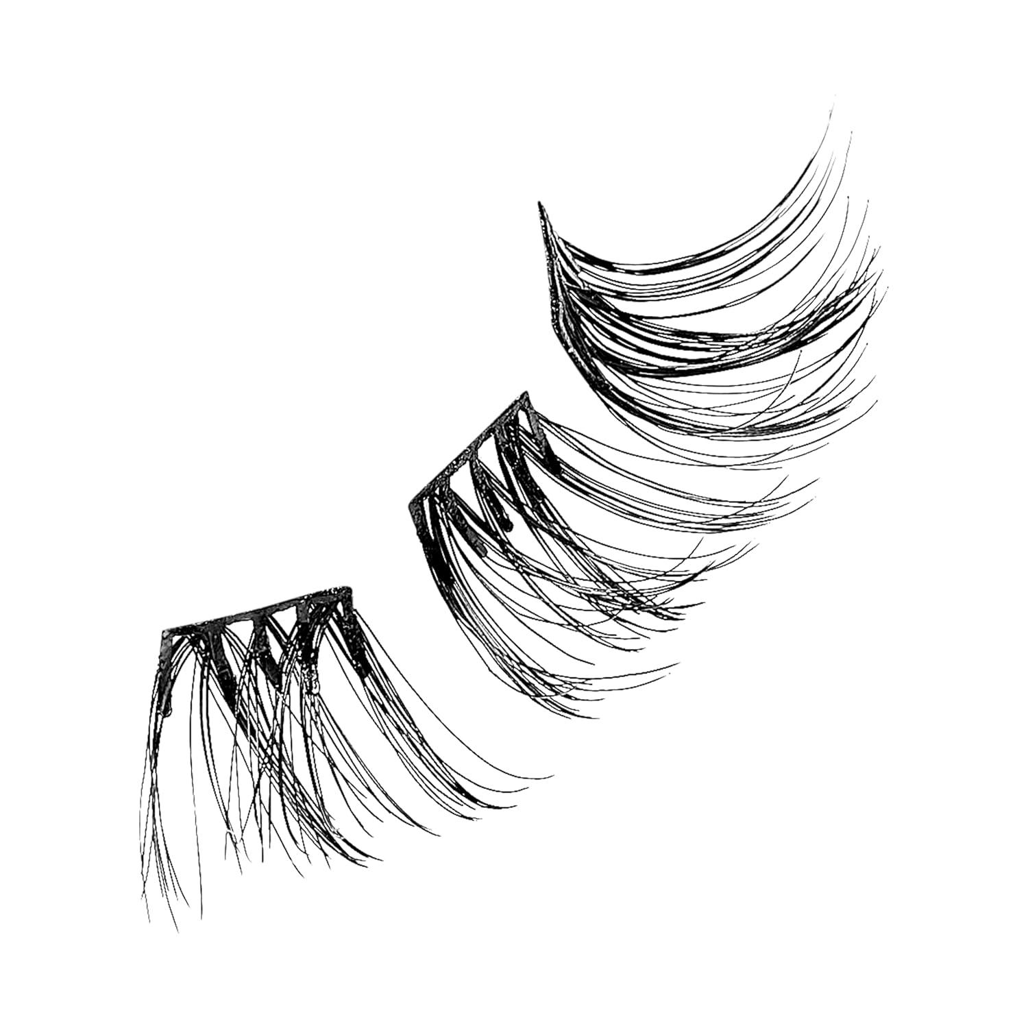 imageKISS imPRESS Falsies Press On Self Adhesive Eyelashes 12mm14mm Natural Volume Press On Lashes Black No Glue Needed Invisible Band 12 Lash Clusters ChicPack of 2