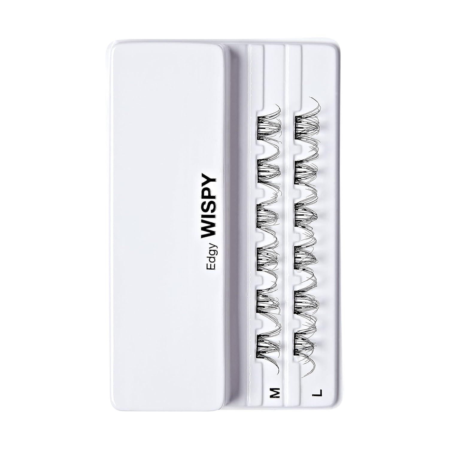 imageKISS imPRESS Falsies Press On Self Adhesive Eyelashes 12mm14mm Natural Volume Press On Lashes Black No Glue Needed Invisible Band 12 Lash Clusters ChicPack of 2
