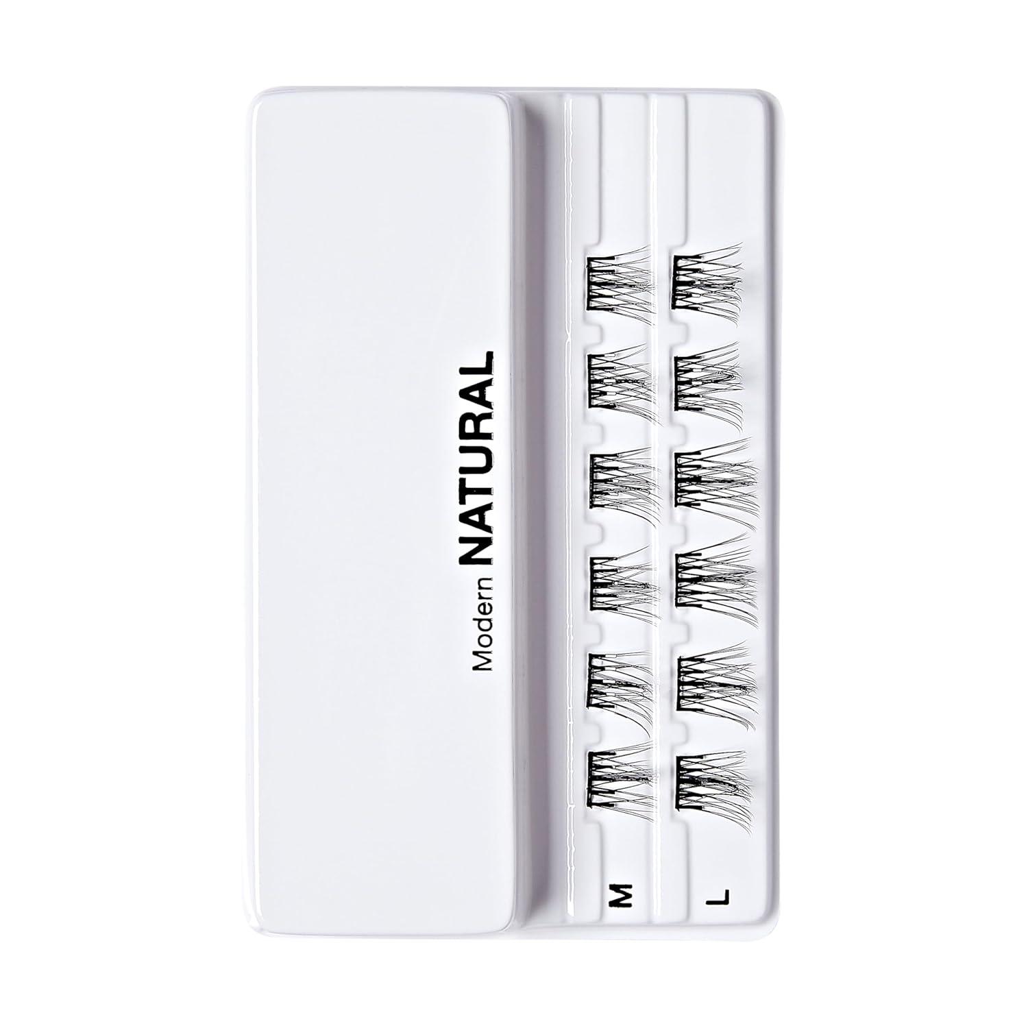 imageKISS imPRESS Falsies Press On Self Adhesive Eyelashes 12mm14mm Natural Volume Press On Lashes Black No Glue Needed Invisible Band 12 Lash Clusters SleekModern Natural