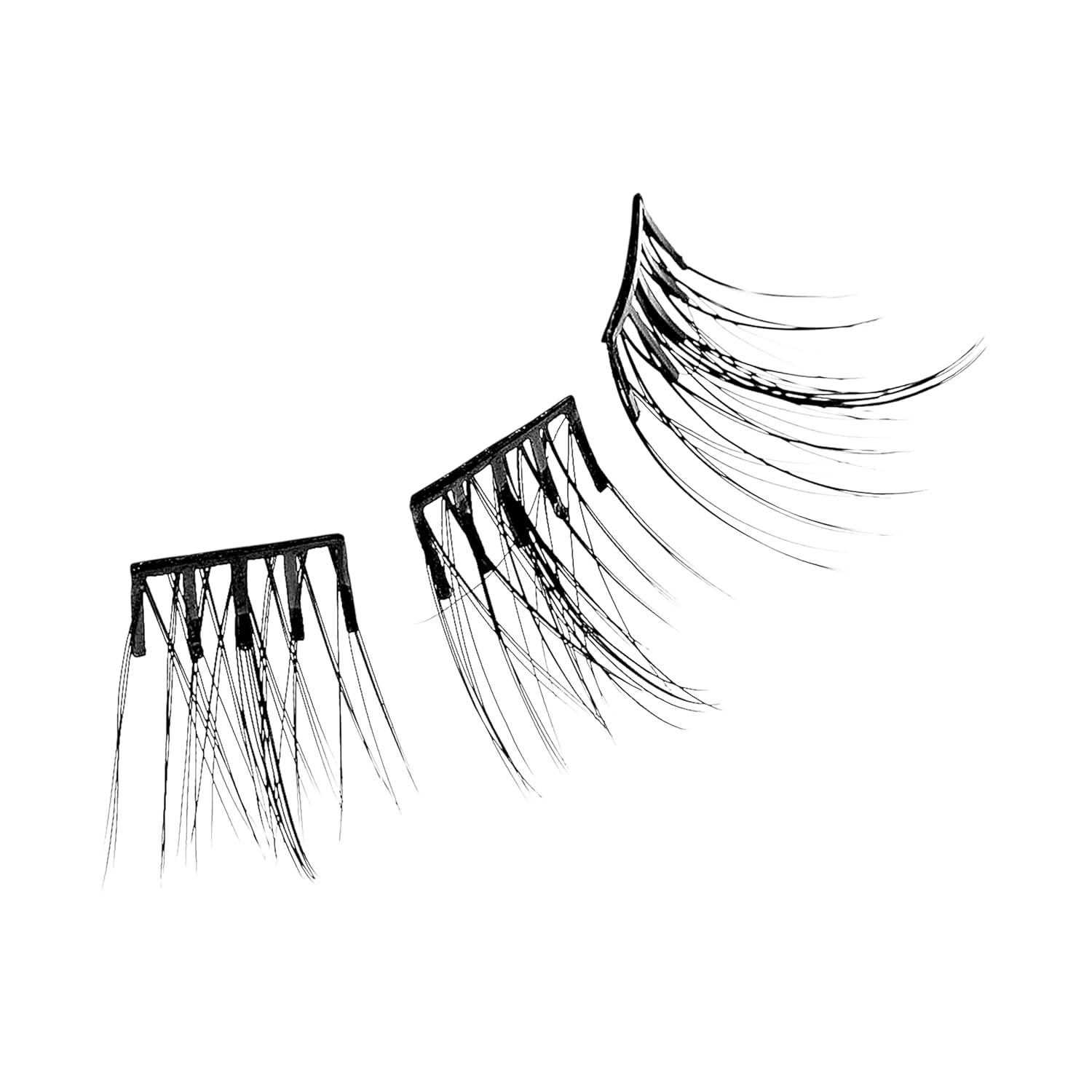 imageKISS imPRESS Falsies Press On Self Adhesive Eyelashes 12mm14mm Natural Volume Press On Lashes Black No Glue Needed Invisible Band 12 Lash Clusters SleekModern Natural