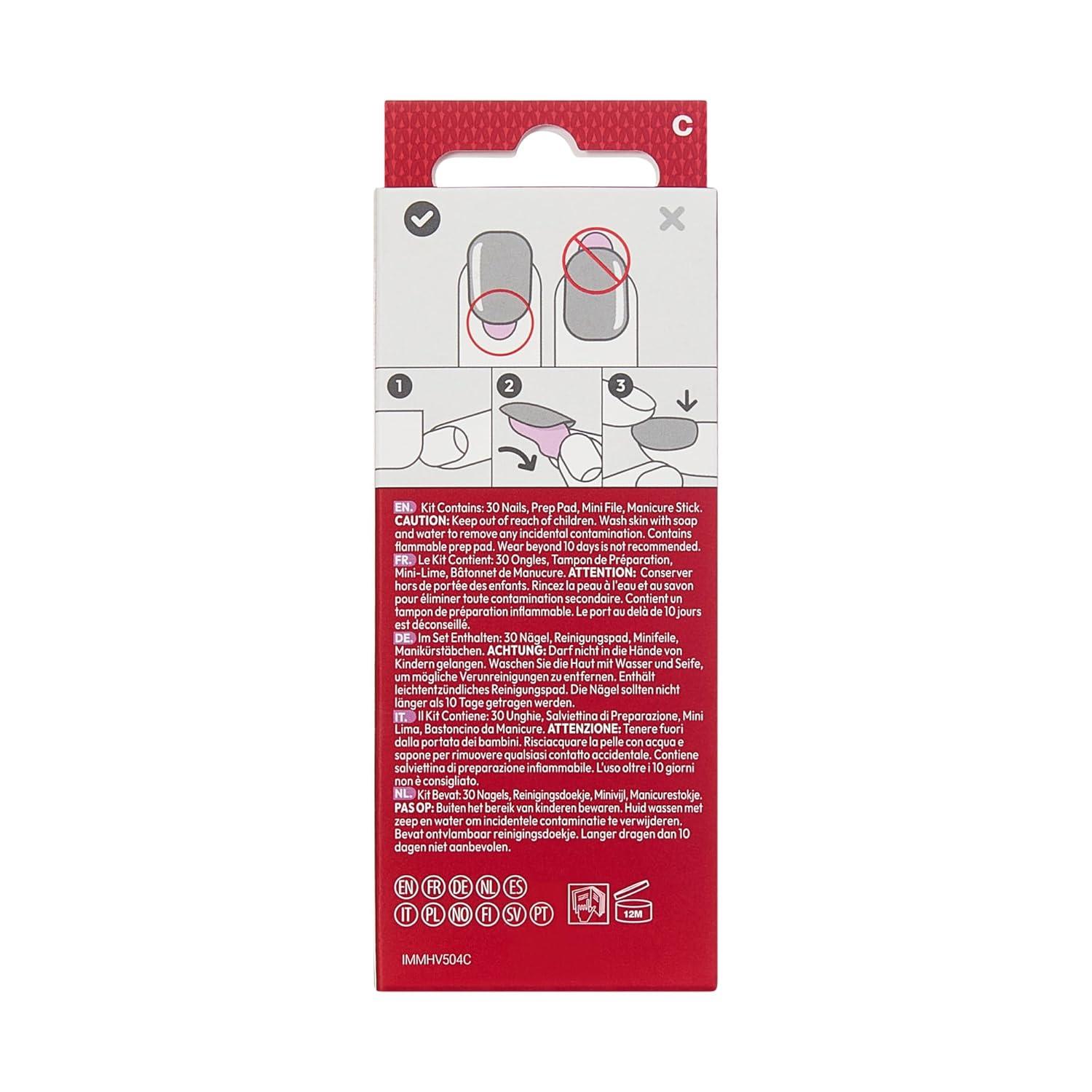 imageKISS imPRESS Holiday Press On Nails Be Merry Pink Short Oval 3D Effect Improved Super Hold Adhesive 30 Fake Nails Prep Pad Mini Nail File ampamp Manicure StickThe Cute List