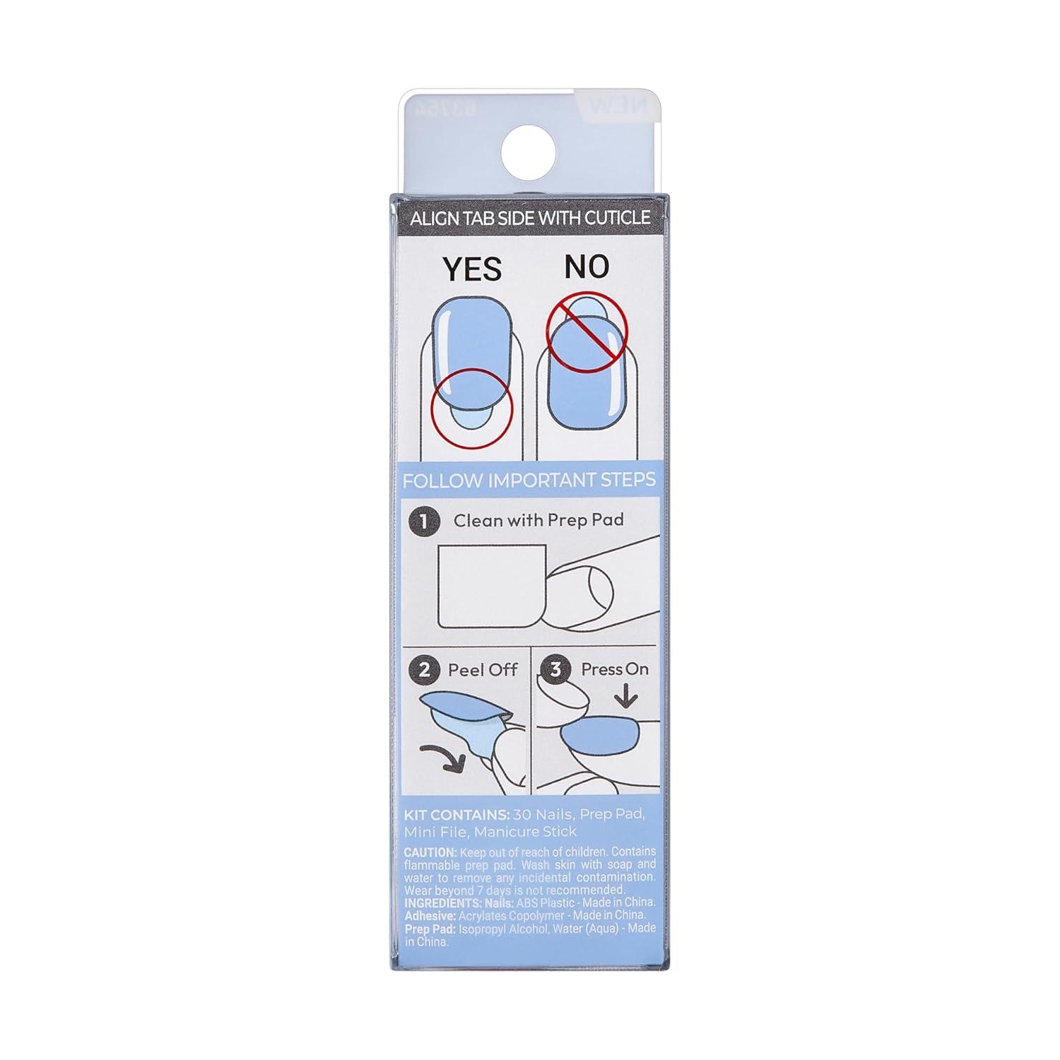 imageKISS imPRESS No Glue Mani Press On Nails Baby why so Blue Blue Short Size Squoval Shape Includes 30 Nails Prep Pad Instructions Sheet 1 Manicure Stick 1 Mini FileBaby Why So Blue