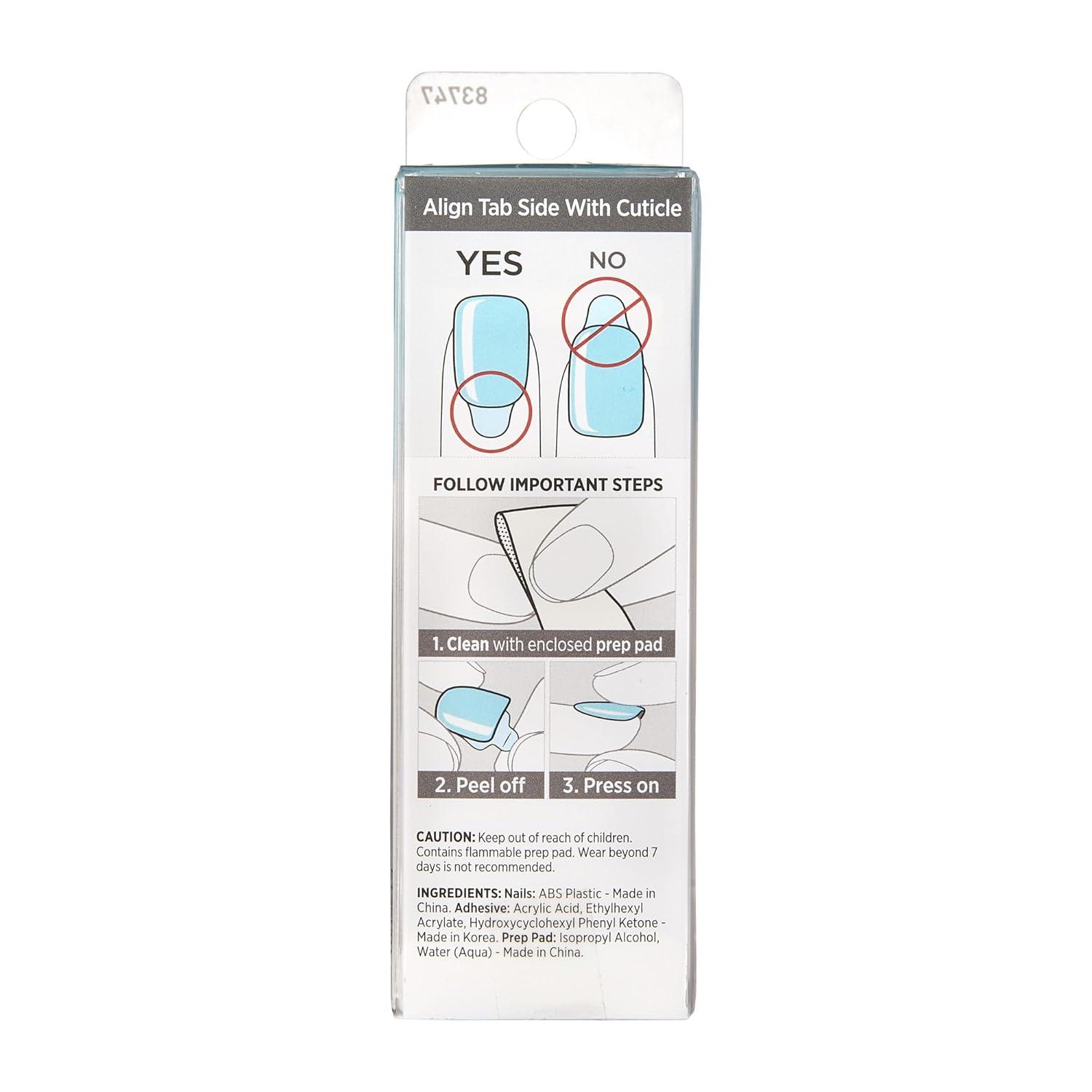 imageKISS imPRESS No Glue Mani Press On Nails Baby why so Blue Blue Short Size Squoval Shape Includes 30 Nails Prep Pad Instructions Sheet 1 Manicure Stick 1 Mini FileMint To Be