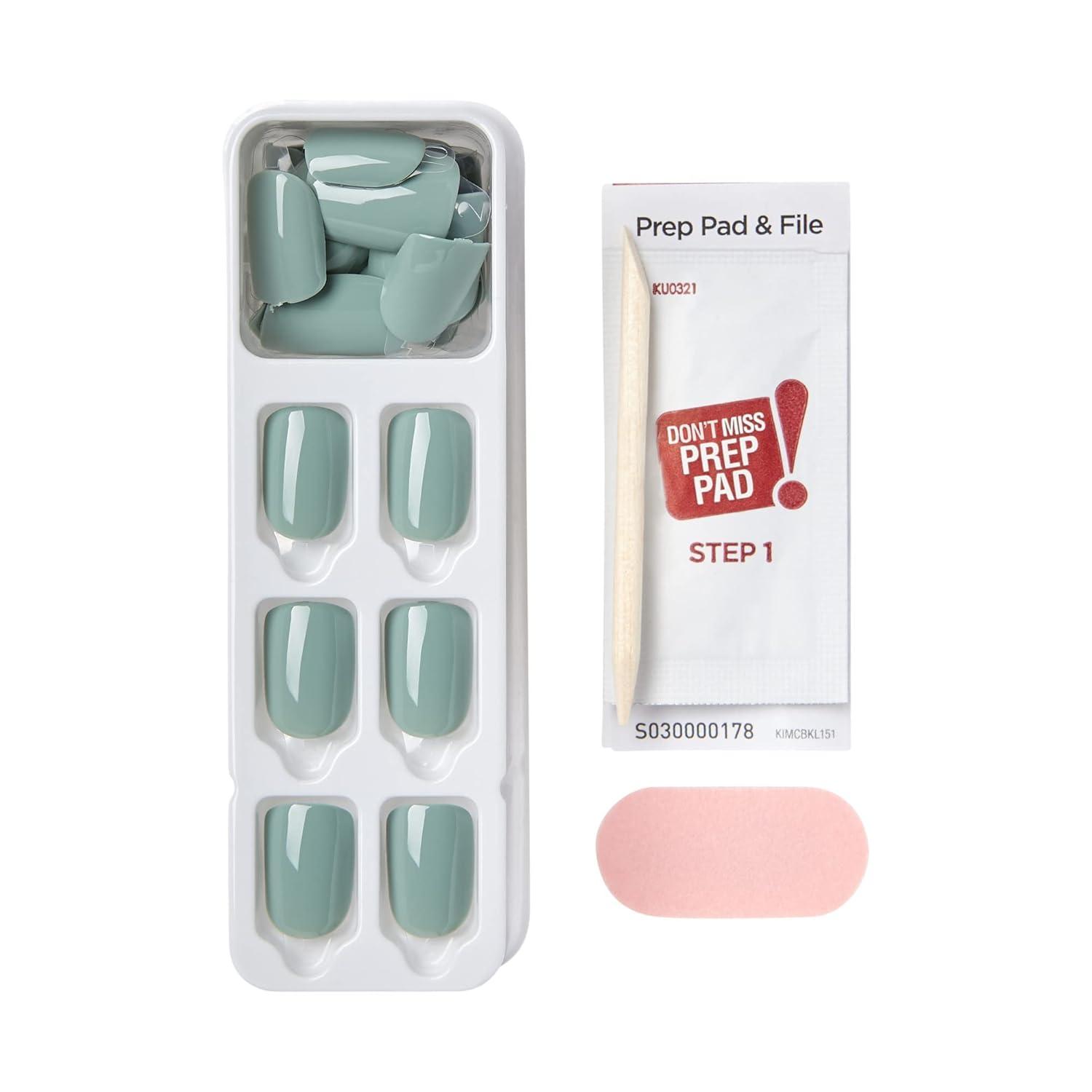 imageKISS imPRESS No Glue Mani Press On Nails Baby why so Blue Blue Short Size Squoval Shape Includes 30 Nails Prep Pad Instructions Sheet 1 Manicure Stick 1 Mini FileSolid