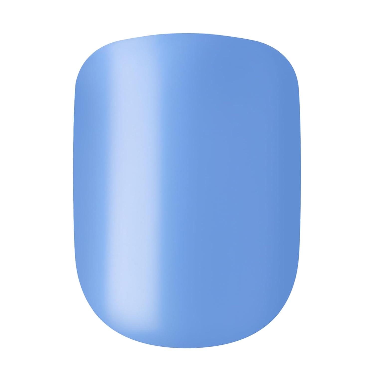 imageKISS imPRESS No Glue Mani Press On Nails Baby why so Blue Blue Short Size Squoval Shape Includes 30 Nails Prep Pad Instructions Sheet 1 Manicure Stick 1 Mini FileBaby Why So Blue