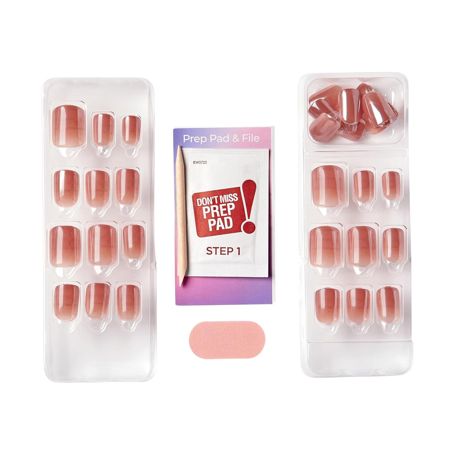 imageKISS imPRESS No Glue Mani Press On Nails Color FX Starstruck Beige Short Size Squoval Shape Includes 30 Nails Prep Pad Instructions Sheet 1 Manicure Stick 1 Mini FileShort Squoval