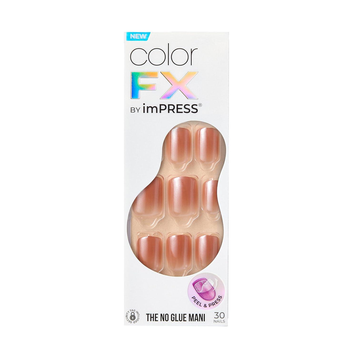 imageKISS imPRESS No Glue Mani Press On Nails Color FX Starstruck Beige Short Size Squoval Shape Includes 30 Nails Prep Pad Instructions Sheet 1 Manicure Stick 1 Mini FileShort Squoval