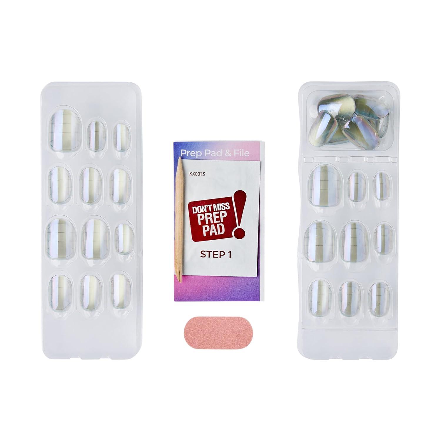 imageKISS imPRESS No Glue Mani Press On Nails Color FX Starstruck Beige Short Size Squoval Shape Includes 30 Nails Prep Pad Instructions Sheet 1 Manicure Stick 1 Mini FileShort Oval
