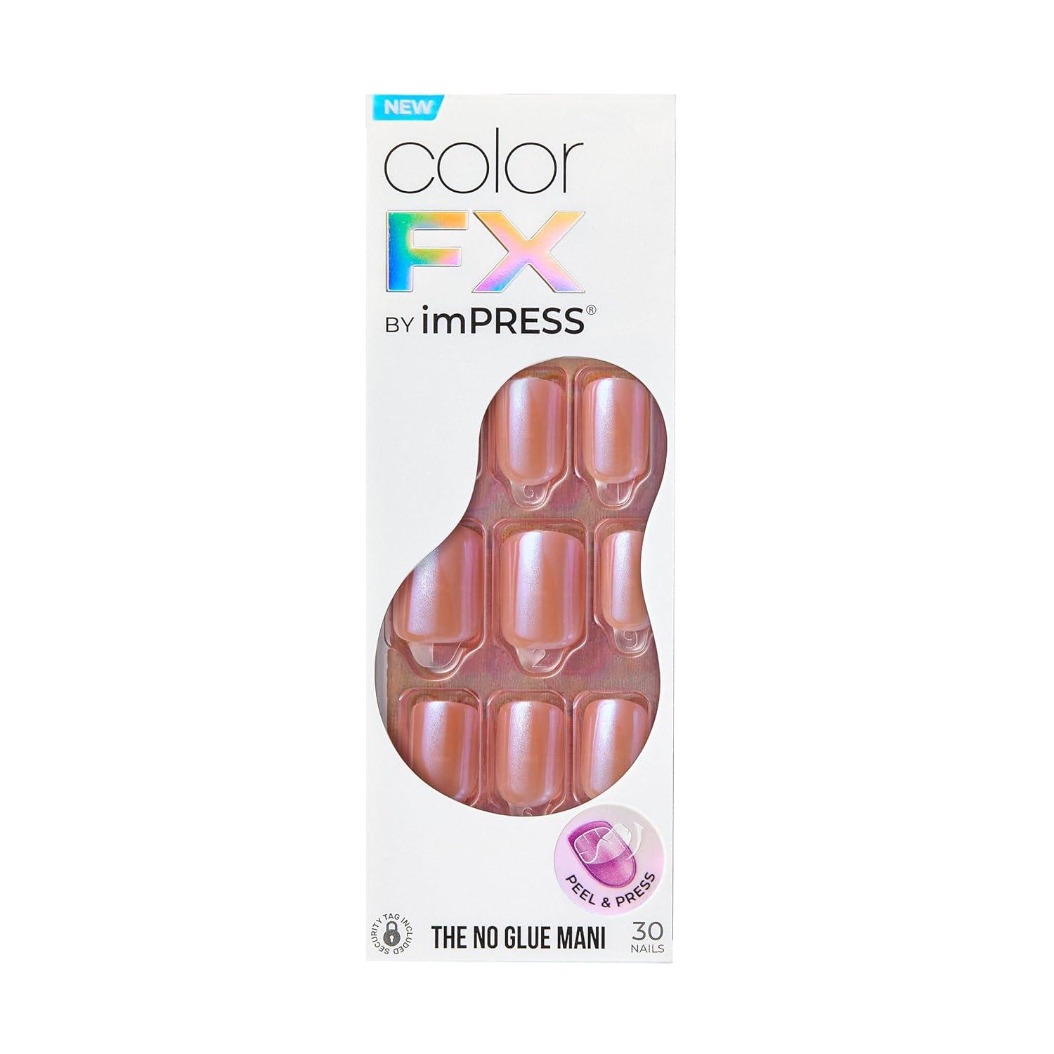 imageKISS imPRESS No Glue Mani Press On Nails Color FX Starstruck Beige Short Size Squoval Shape Includes 30 Nails Prep Pad Instructions Sheet 1 Manicure Stick 1 Mini FileShort Squoval