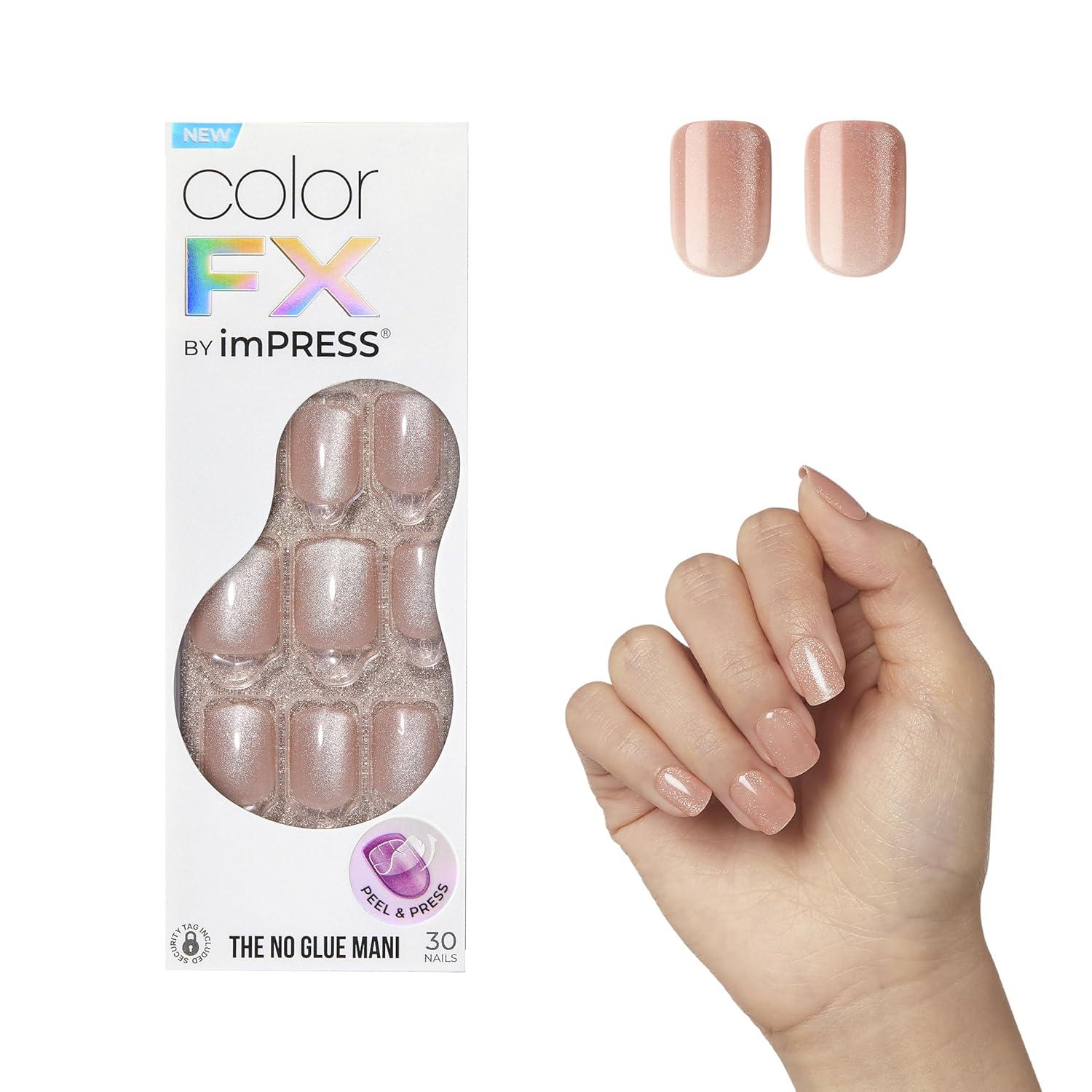 imageKISS imPRESS No Glue Mani Press On Nails Color FX Starstruck Beige Short Size Squoval Shape Includes 30 Nails Prep Pad Instructions Sheet 1 Manicure Stick 1 Mini FileShort Squoval