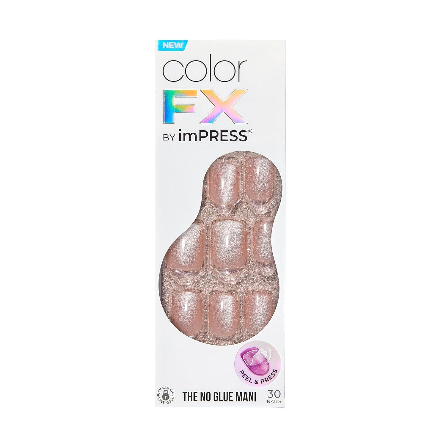 imageKISS imPRESS No Glue Mani Press On Nails Color FX Starstruck Beige Short Size Squoval Shape Includes 30 Nails Prep Pad Instructions Sheet 1 Manicure Stick 1 Mini FileShort Squoval
