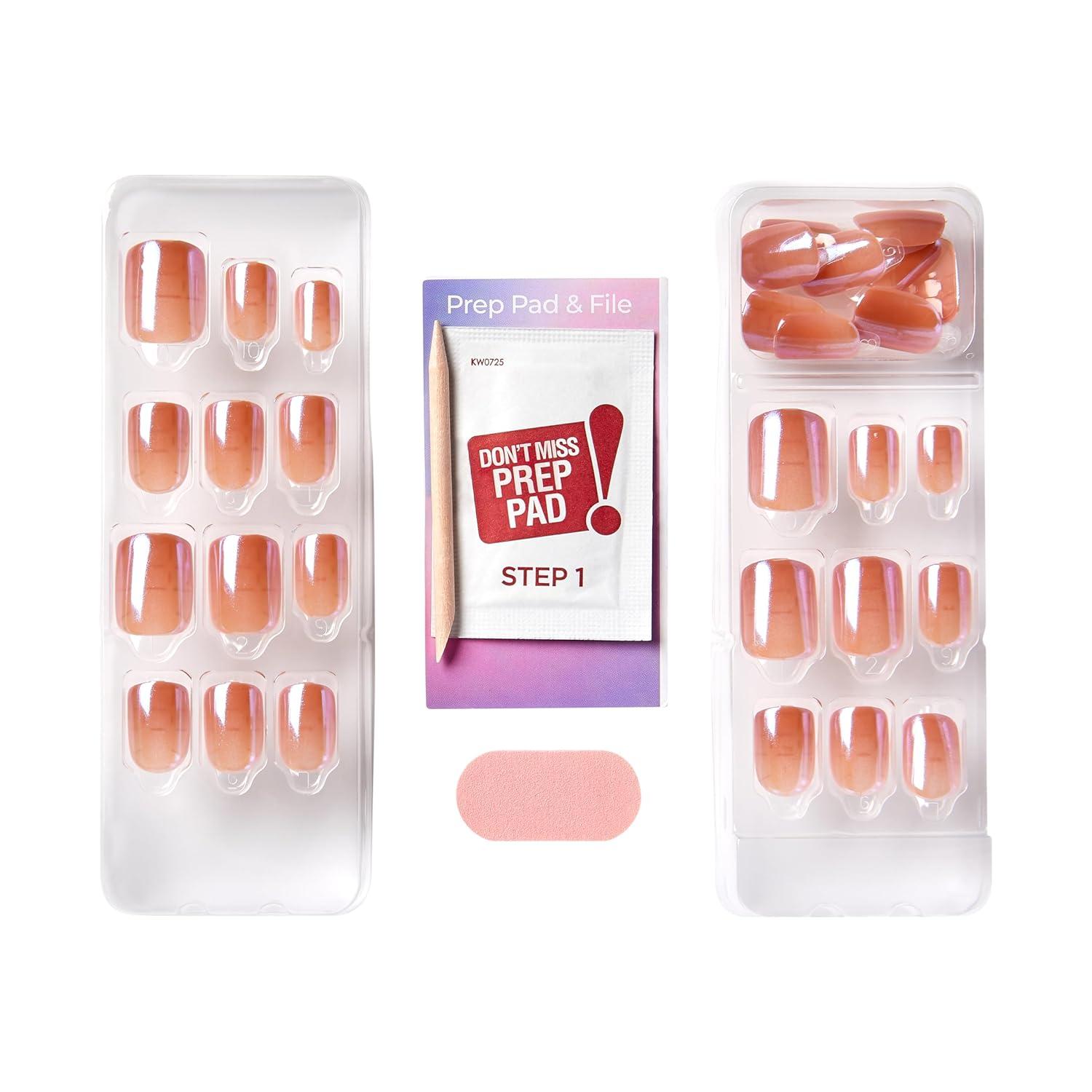 imageKISS imPRESS No Glue Mani Press On Nails Color FX Starstruck Beige Short Size Squoval Shape Includes 30 Nails Prep Pad Instructions Sheet 1 Manicure Stick 1 Mini FileShort Squoval