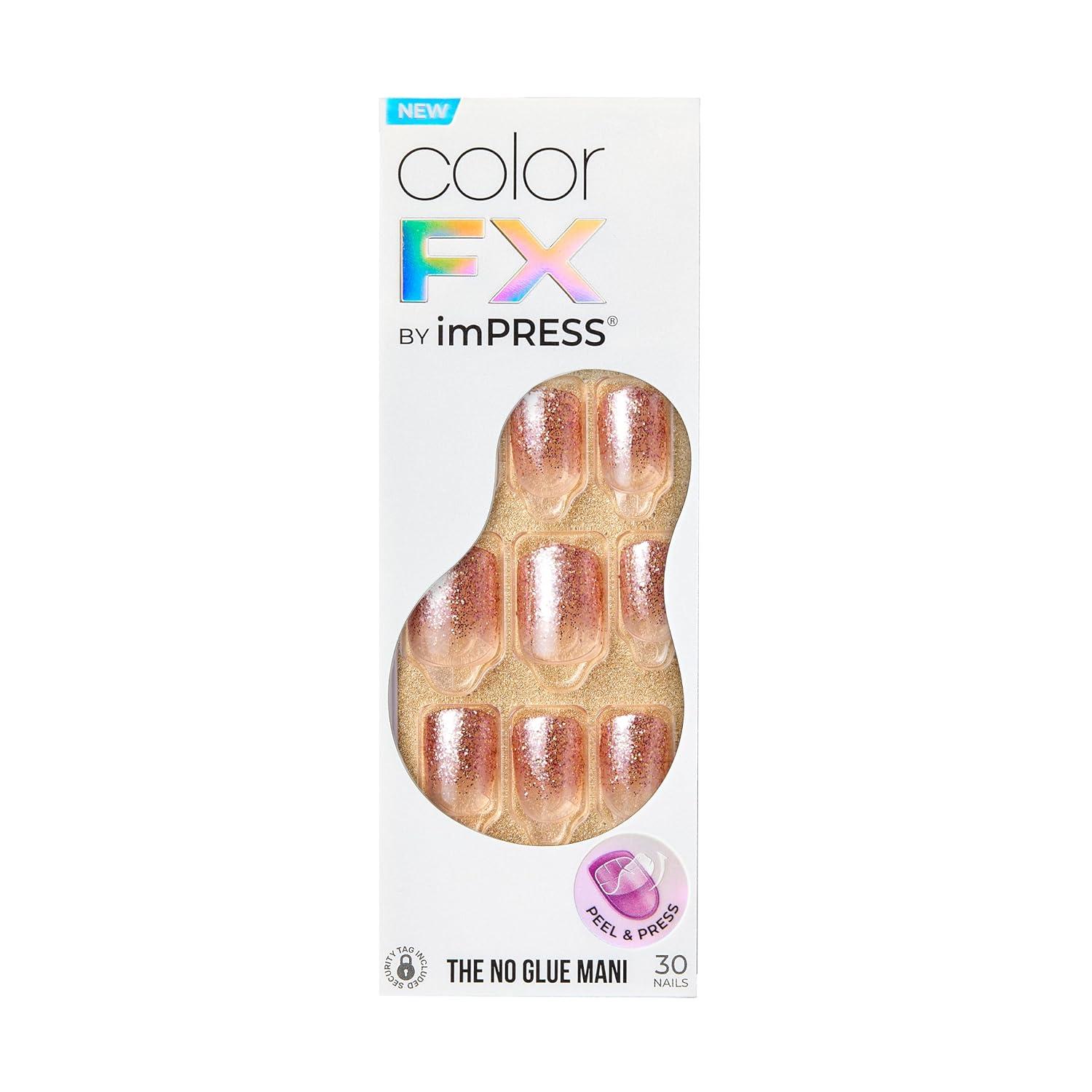 imageKISS imPRESS No Glue Mani Press On Nails Color FX Starstruck Beige Short Size Squoval Shape Includes 30 Nails Prep Pad Instructions Sheet 1 Manicure Stick 1 Mini FileShort Squoval