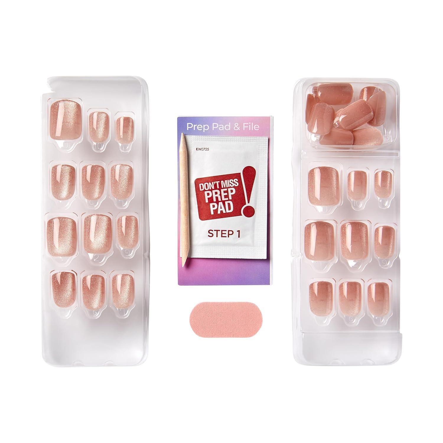 imageKISS imPRESS No Glue Mani Press On Nails Color FX Starstruck Beige Short Size Squoval Shape Includes 30 Nails Prep Pad Instructions Sheet 1 Manicure Stick 1 Mini FileShort Squoval