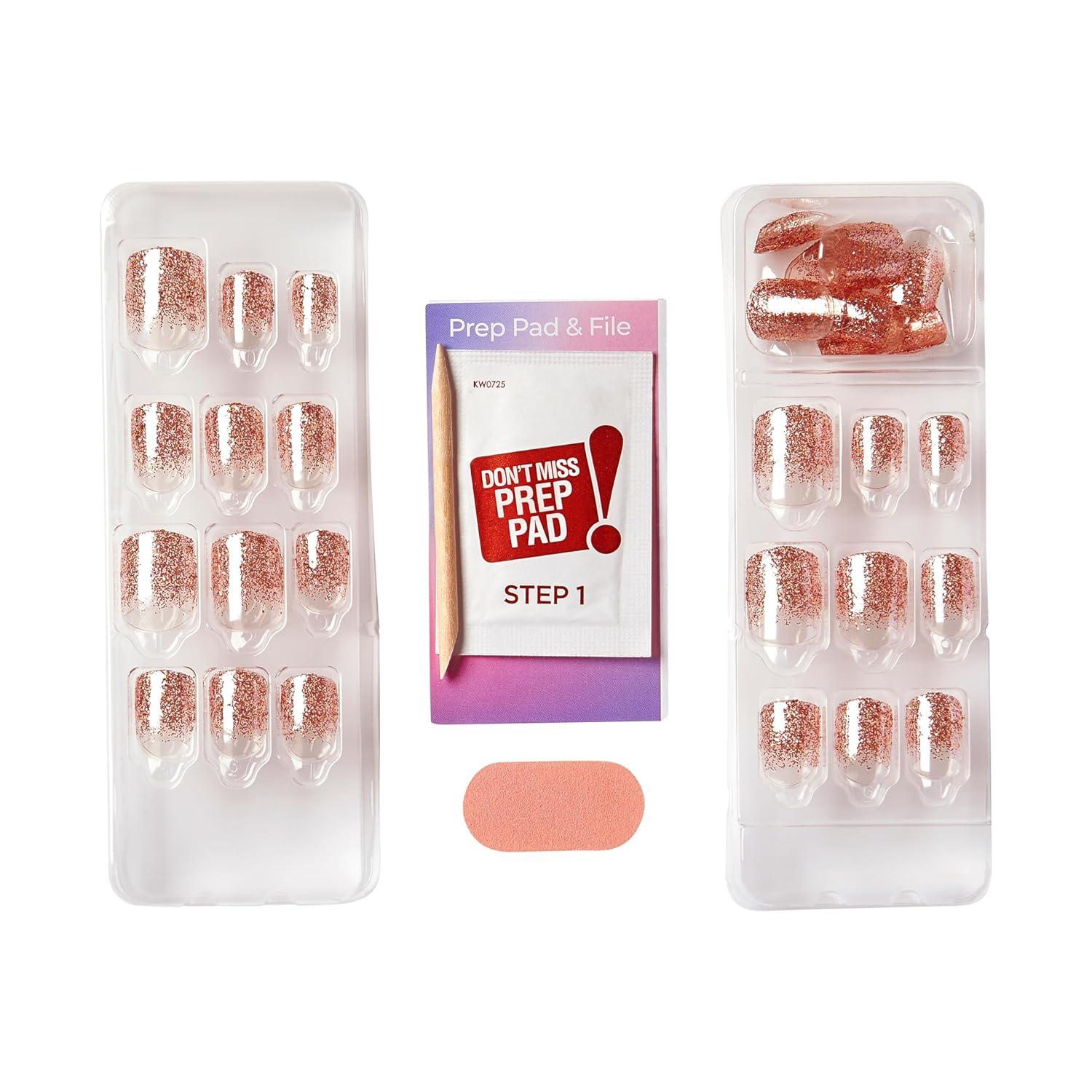 imageKISS imPRESS No Glue Mani Press On Nails Color FX Starstruck Beige Short Size Squoval Shape Includes 30 Nails Prep Pad Instructions Sheet 1 Manicure Stick 1 Mini FileShort Squoval