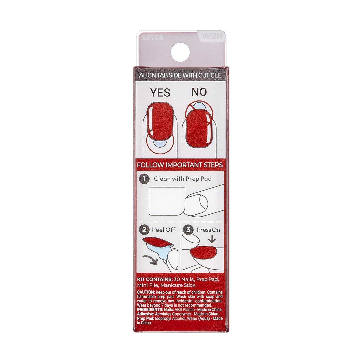 imageKISS imPRESS No Glue Mani Press On Nails Color Point Pink Pink Short Size Squoval Shape Includes 30 Nails Prep Pad Instructions Sheet 1 Manicure Stick 1 Mini FileRed