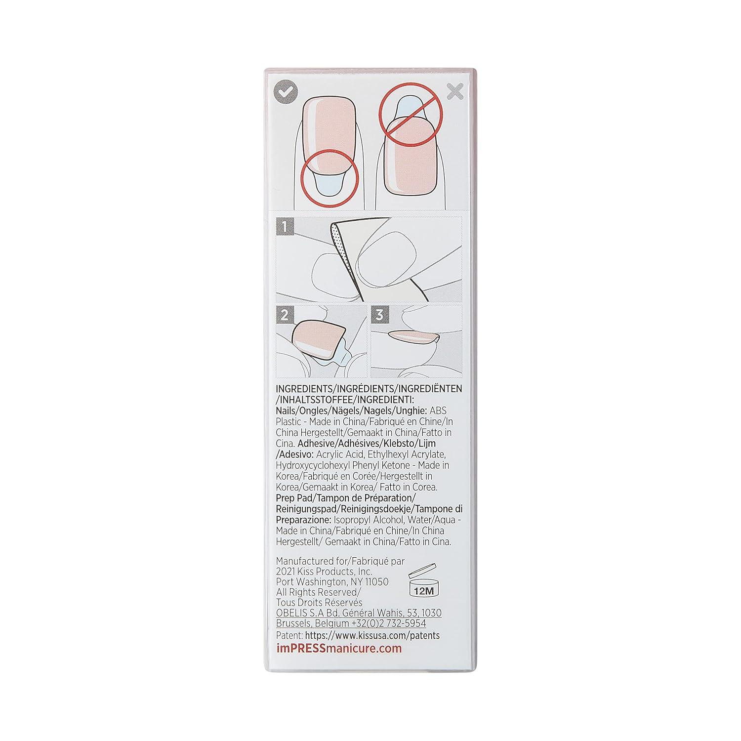 imageKISS imPRESS No Glue Mani Press On Nails Color Self Care Pink Short Size Squoval Shape Includes 30 Nails Prep Pad Instructions Sheet 1 Manicure Stick 1 Mini FileShort Pack of 2