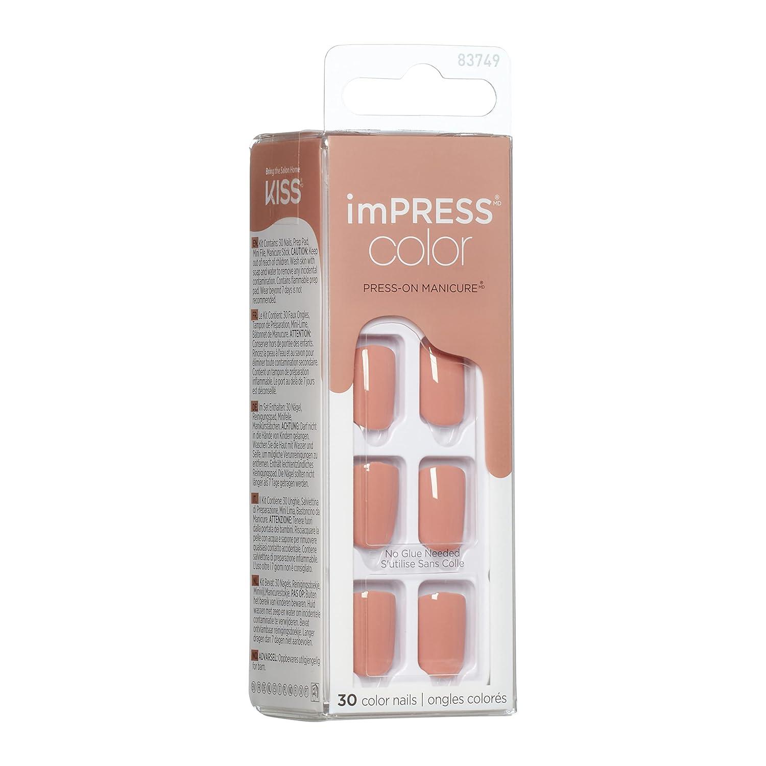 imageKISS imPRESS No Glue Mani Press On Nails Color Try Gray Gray Short Size Squoval Shape Includes 30 Nails Prep Pad Instructions Sheet 1 Manicure Stick 1 Mini FileSandbox
