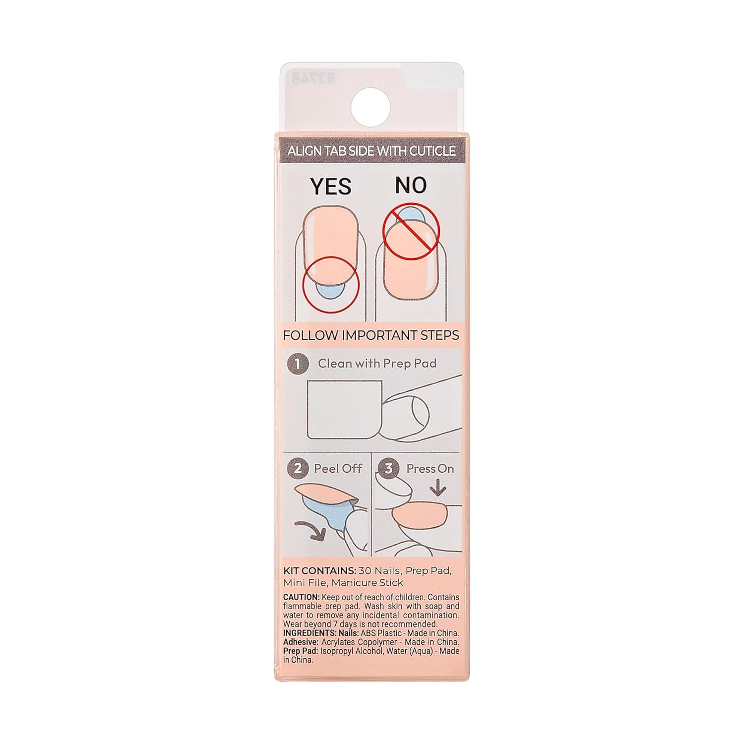 imageKISS imPRESS No Glue Mani Press On Nails Color Try Gray Gray Short Size Squoval Shape Includes 30 Nails Prep Pad Instructions Sheet 1 Manicure Stick 1 Mini FilePeevish Pink