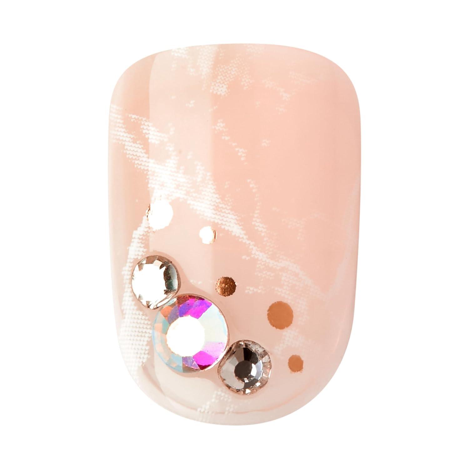 imageKISS imPRESS No Glue Mani Press On Nails Design Eternity Medium Blue Short Size Squoval Shape Includes 30 Nails Prep Pad Instructions Sheet 1 Manicure Stick 1 Mini FileFrench
