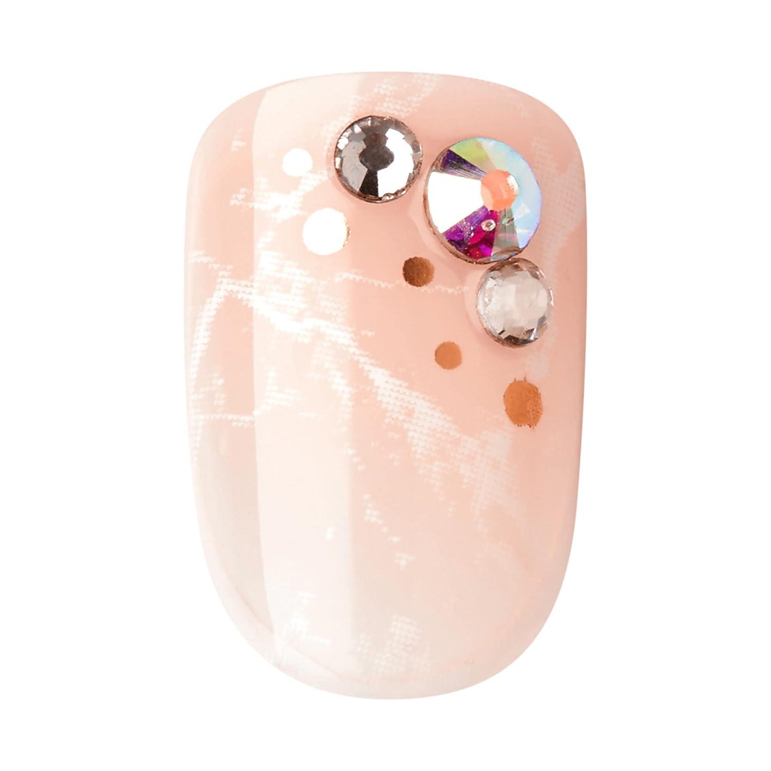 imageKISS imPRESS No Glue Mani Press On Nails Design Eternity Medium Blue Short Size Squoval Shape Includes 30 Nails Prep Pad Instructions Sheet 1 Manicure Stick 1 Mini FileFrench