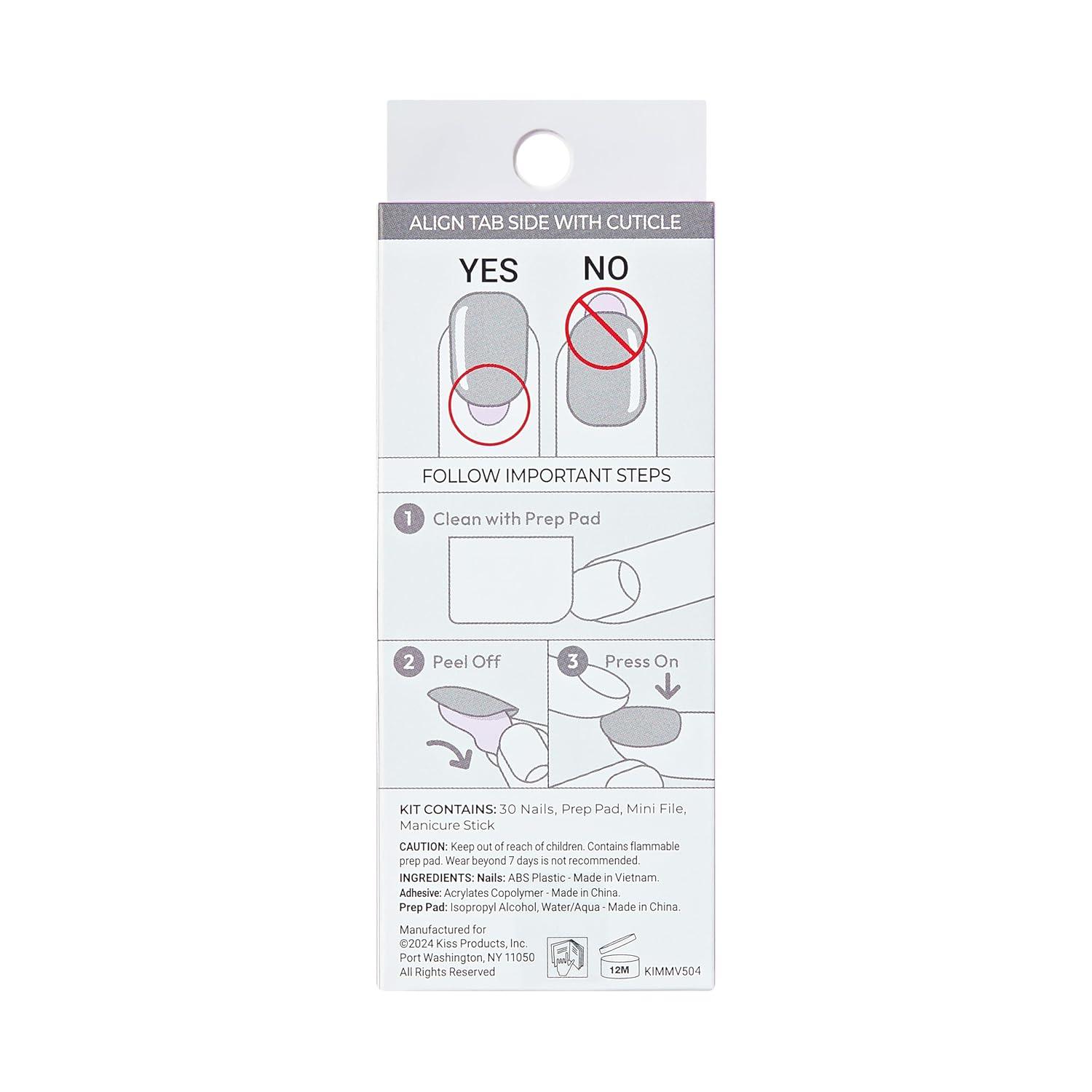 imageKISS imPRESS No Glue Mani Press On Nails Design Wild Venus Pink Medium Size Almond Shape Includes 30 Nails Prep Pad Instructions Sheet 1 Manicure Stick 1 Mini File