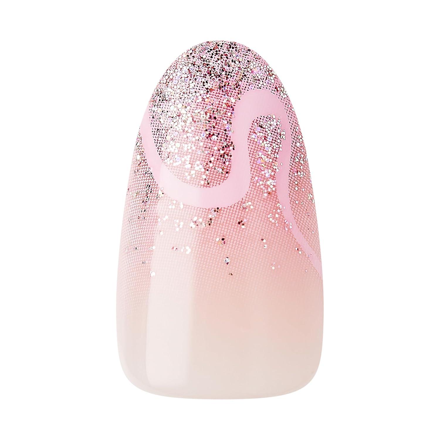 imageKISS imPRESS No Glue Mani Press On Nails Design Wild Venus Pink Medium Size Almond Shape Includes 30 Nails Prep Pad Instructions Sheet 1 Manicure Stick 1 Mini File