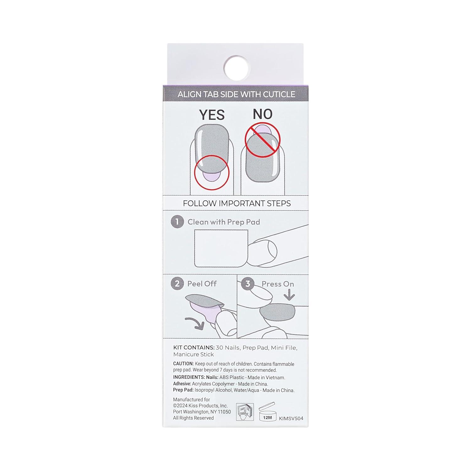 imageKISS imPRESS No Glue Mani Press On Nails French Ditto Light Neutral Pink Tip French Short Size Oval Shape Includes 30 Nails Prep Pad Instructions Sheet 1 Manicure Stick 1 Mini FileSnooze