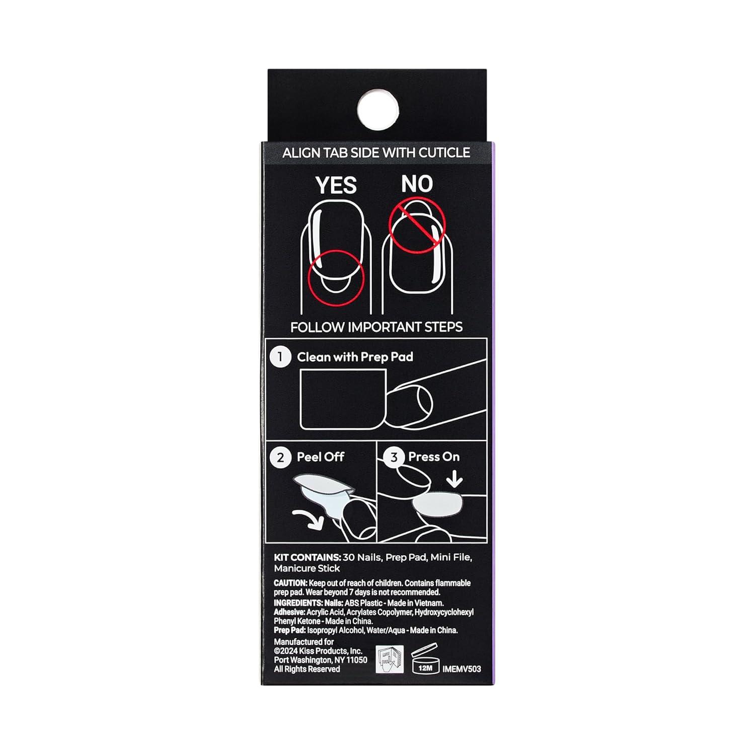 imageKISS imPRESS No Glue Mani Press On Nails Premium Best Life Blue Medium Size Almond Shape Includes 30 Nails Prep Pad Instructions Sheet 1 Manicure Stick 1 Mini FilePortal
