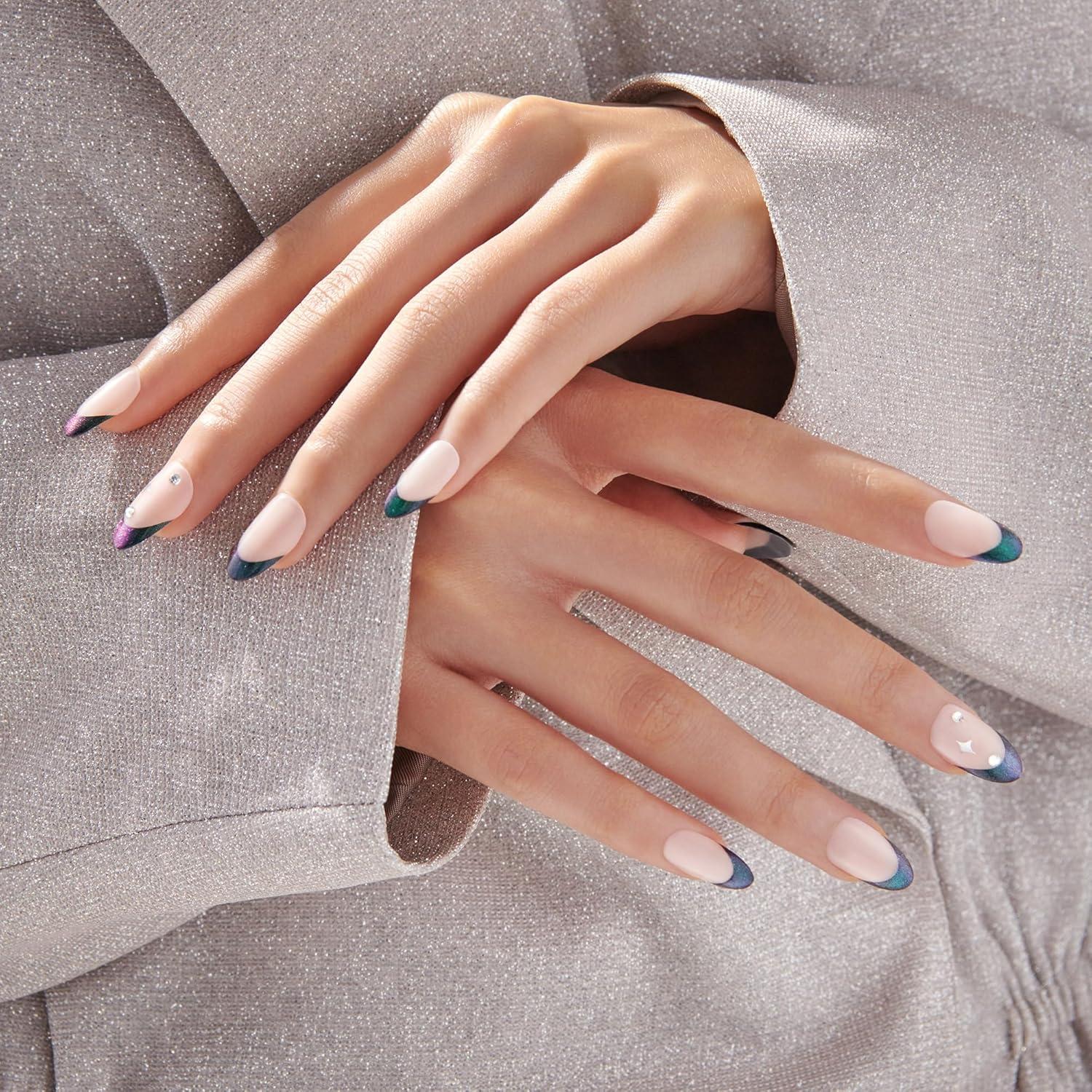 imageKISS imPRESS No Glue Mani Press On Nails Premium Best Life Blue Medium Size Almond Shape Includes 30 Nails Prep Pad Instructions Sheet 1 Manicure Stick 1 Mini FileVisions