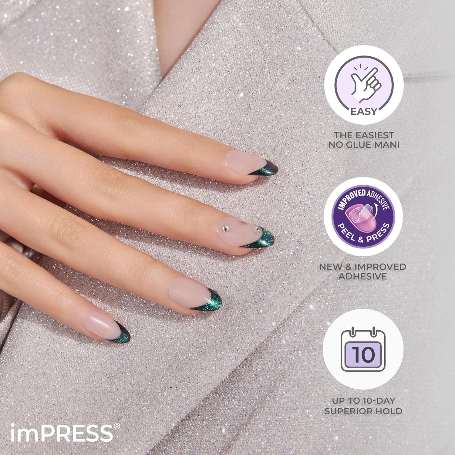 imageKISS imPRESS No Glue Mani Press On Nails Premium Best Life Blue Medium Size Almond Shape Includes 30 Nails Prep Pad Instructions Sheet 1 Manicure Stick 1 Mini FileVisions