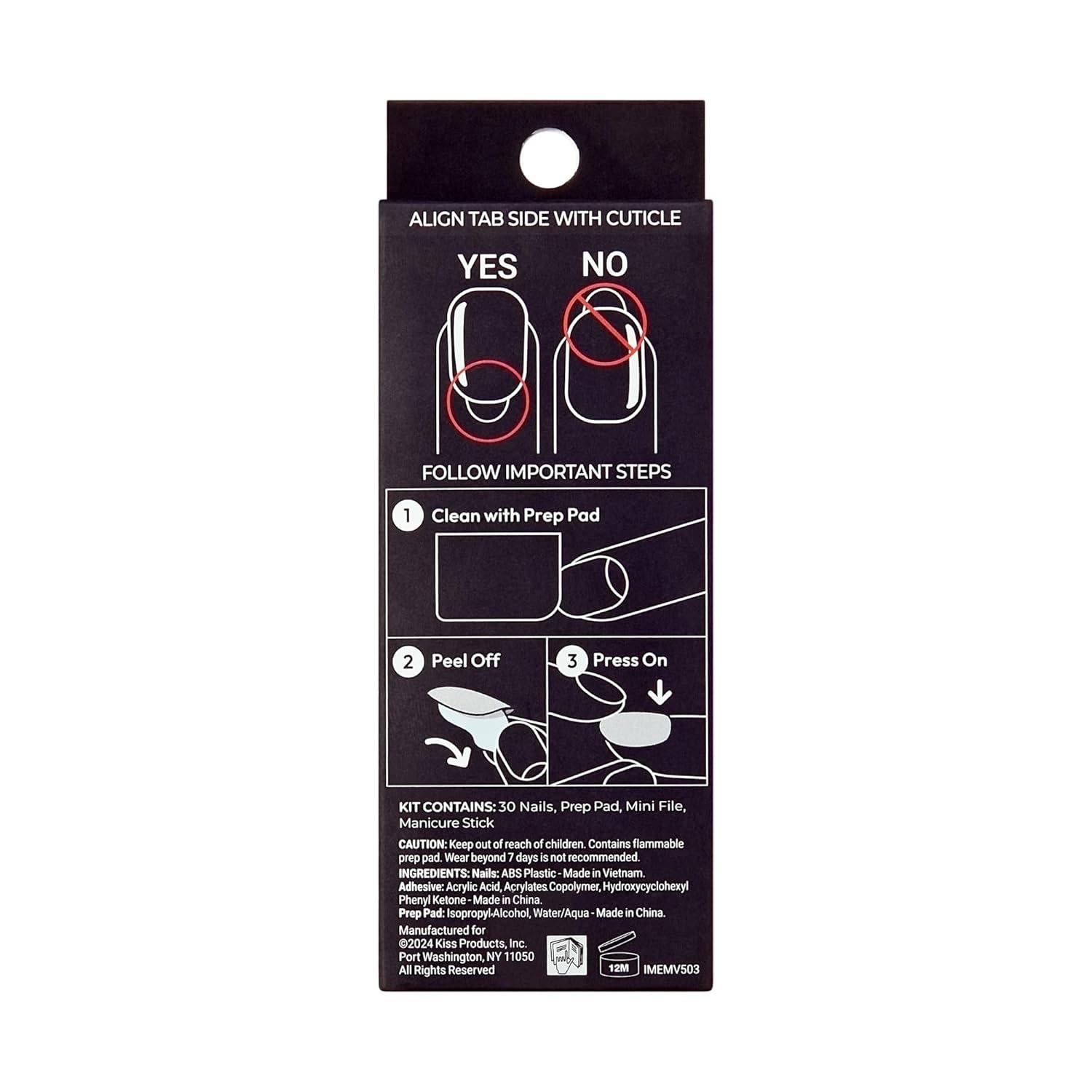 imageKISS imPRESS No Glue Mani Press On Nails Premium Best Life Blue Medium Size Almond Shape Includes 30 Nails Prep Pad Instructions Sheet 1 Manicure Stick 1 Mini FileAll My Love