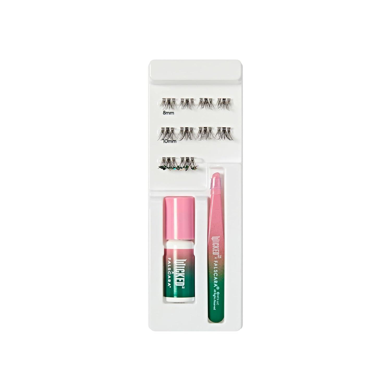 imageWICKED X FALSCARA False Eyelashes Lash Extension Kit Normal is Overrated 10 Lash Clusters 8mm10mm Medium Volume Yellow ampamp Purple Glitter Mini Bond Green ampamp Pink Mini ApplicatorShes So Good