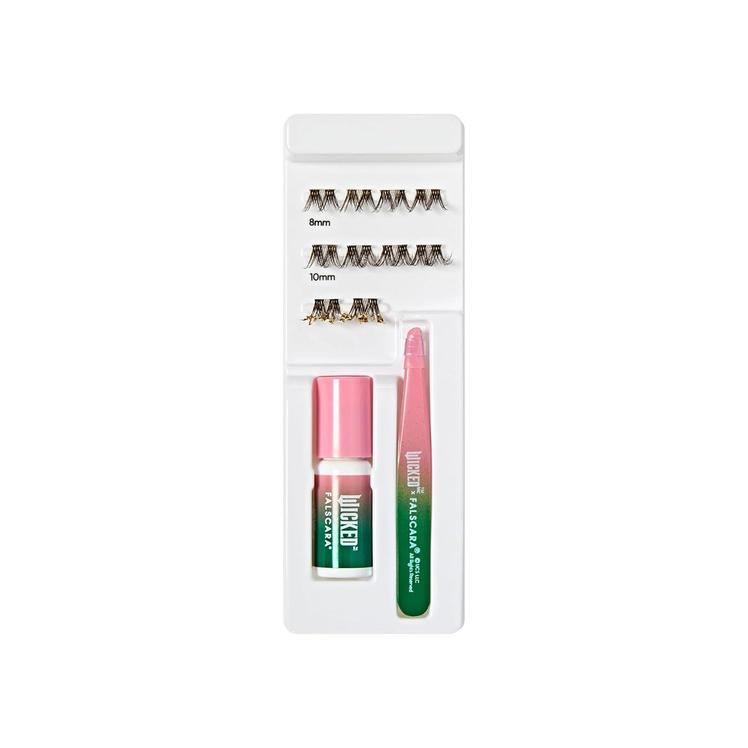 imageWICKED X FALSCARA False Eyelashes Lash Extension Kit Normal is Overrated 10 Lash Clusters 8mm10mm Medium Volume Yellow ampamp Purple Glitter Mini Bond Green ampamp Pink Mini ApplicatorNormal is Overrated