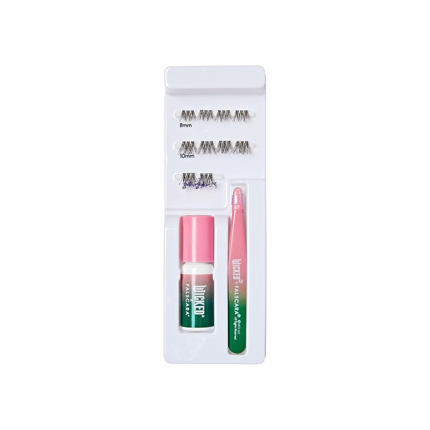 imageWICKED X FALSCARA False Eyelashes Munchkinland 8mm10mm Natural Volume Multicolored Glitter Lash Extension Kit Includes Mini BOND NET WT 45 G 015 Oz Mini Applicator ampamp 10 Lash ClustersDarlingest