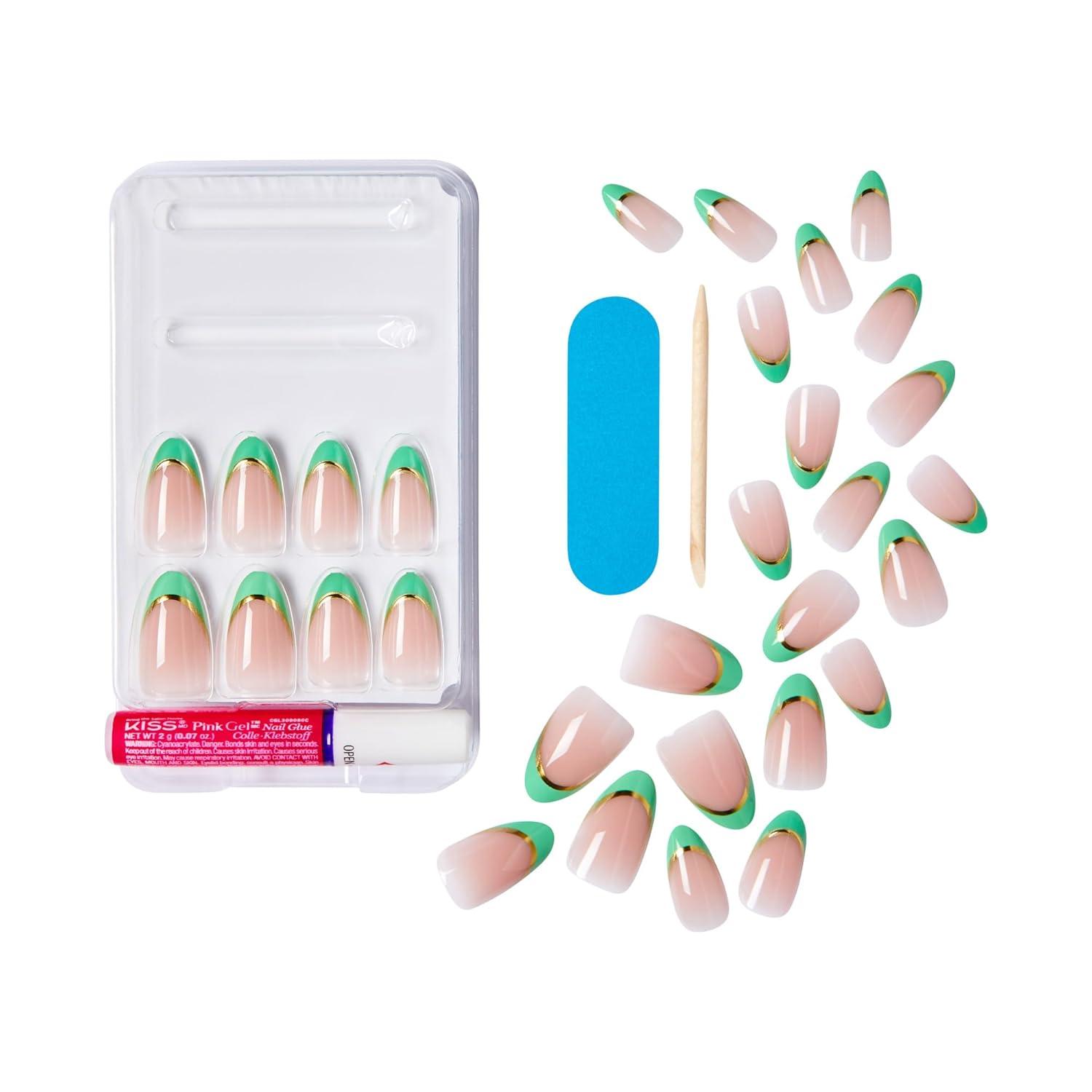 imageWICKED X KISS Press On Nails Bloom in Land Pink Medium Oval Waterproof Chip Proof Smudge Proof 28 Fake Nails Pink Gel Nail Glue 2g Mini Nail File ampamp Manicure StickThrillifying