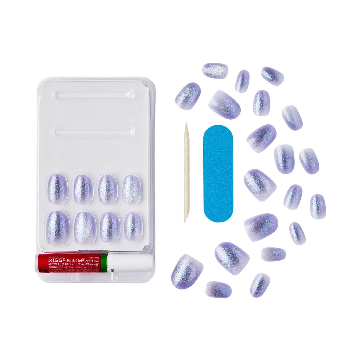 imageWICKED X KISS Press On Nails Bloom in Land Pink Medium Oval Waterproof Chip Proof Smudge Proof 28 Fake Nails Pink Gel Nail Glue 2g Mini Nail File ampamp Manicure StickOzdust