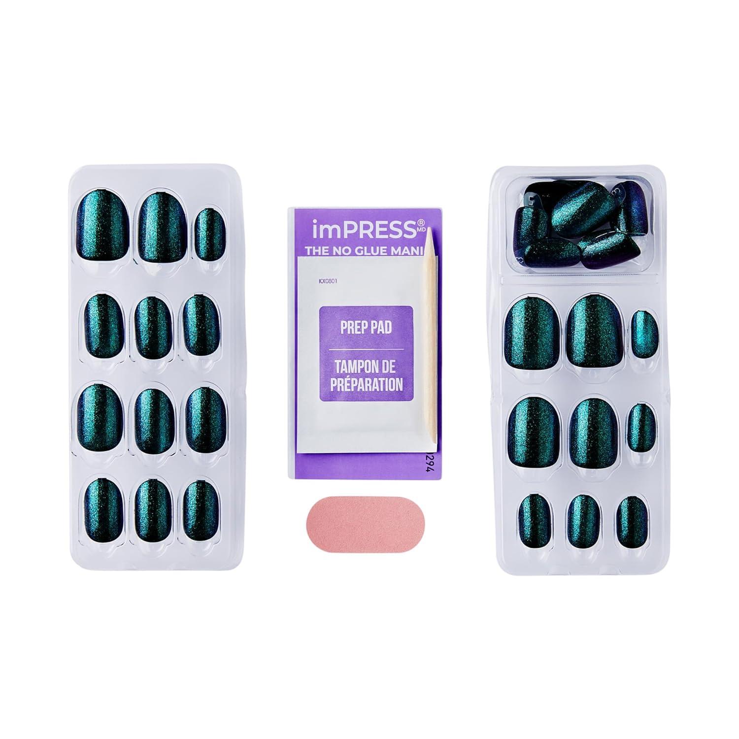 imageWICKED X imPRESS Press On Nails New Improved Adhesive Up To 10 Day Hold Beautifical White Medium Oval Includes 30 Fake Nails 1 Prep Pad 1 Manicure Stick 1 Mini FileThe Green Elixir