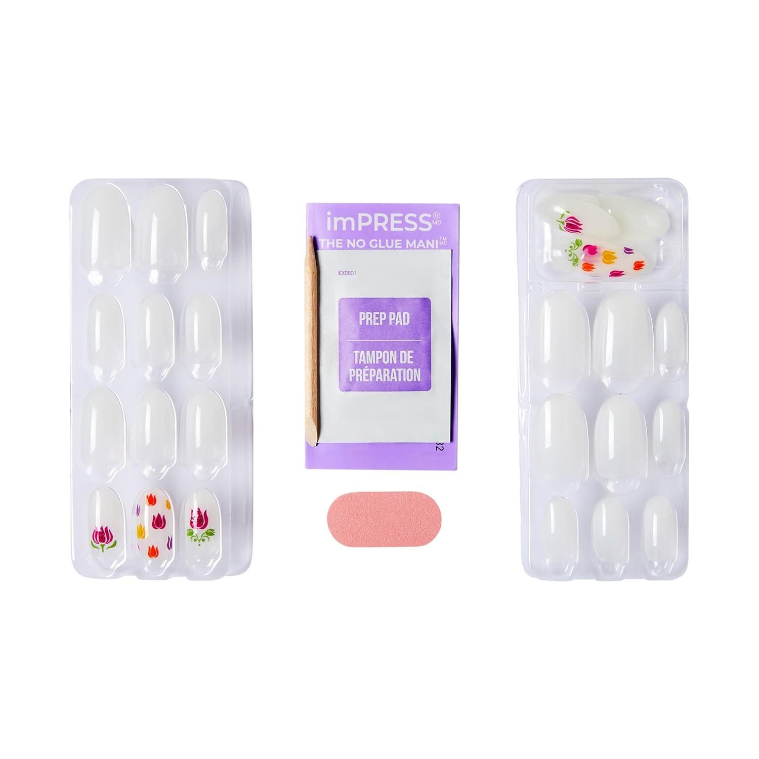 imageWICKED X imPRESS Press On Nails New Improved Adhesive Up To 10 Day Hold Beautifical White Medium Oval Includes 30 Fake Nails 1 Prep Pad 1 Manicure Stick 1 Mini FileBeautifical