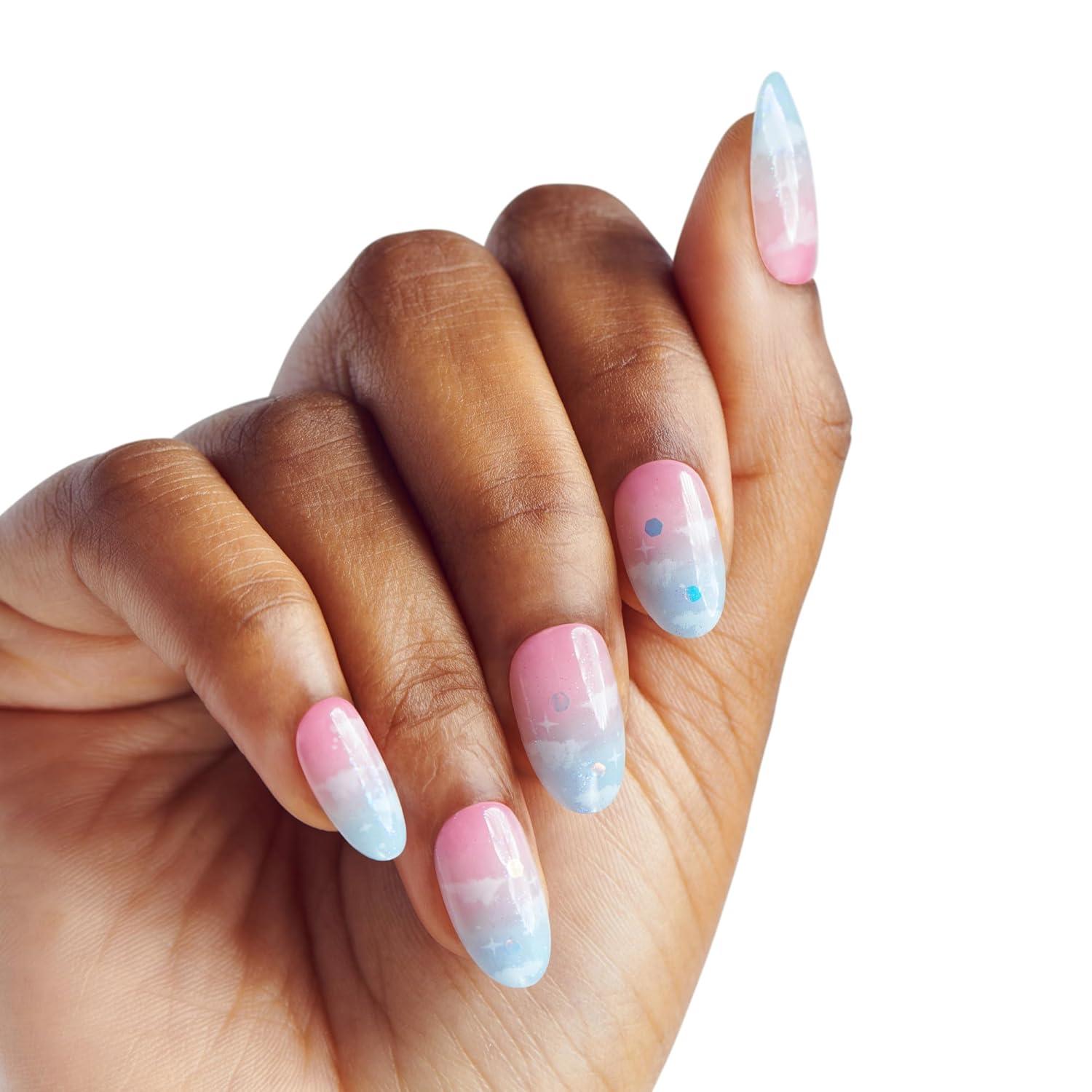 imageWICKED X imPRESS Press On Nails New Improved Adhesive Up To 10 Day Hold Beautifical White Medium Oval Includes 30 Fake Nails 1 Prep Pad 1 Manicure Stick 1 Mini FileDestined To Fly